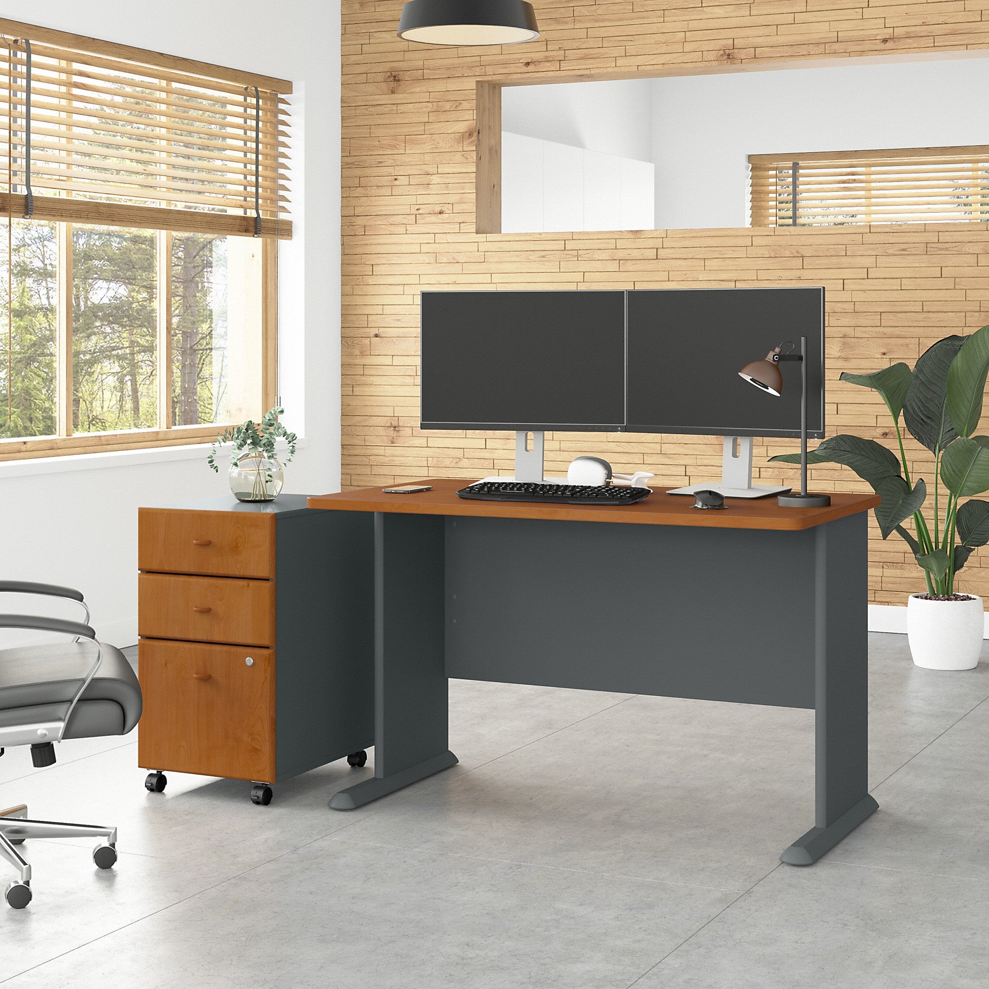 Bush Business Furniture Series A 48W Desk with Mobile File Cabinet