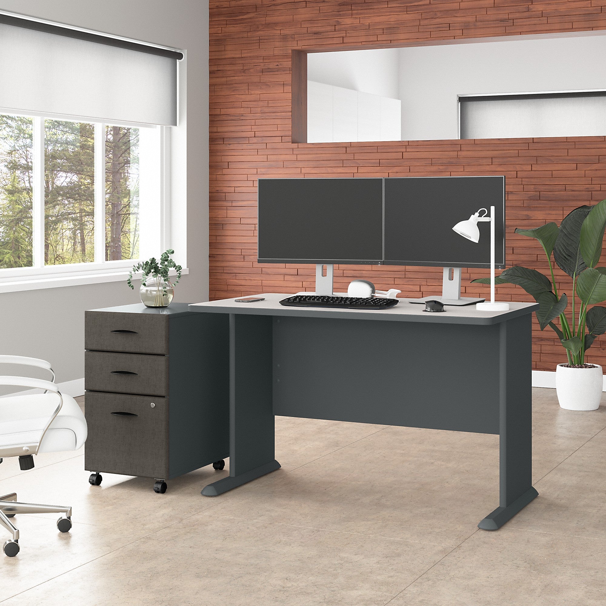 Bush Business Furniture Series A 48W Desk with Mobile File Cabinet