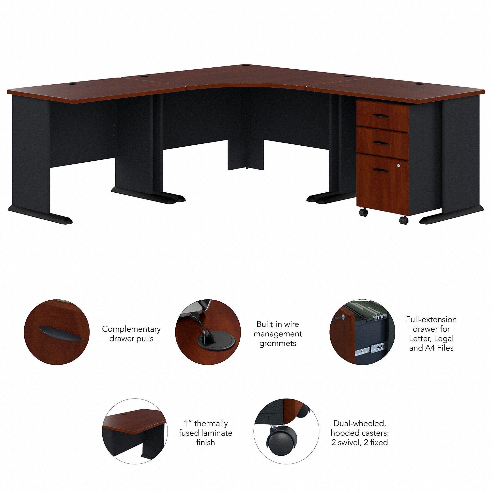 Bush Business Furniture Series A 84W x 84D Corner Desk with Mobile File Cabinet