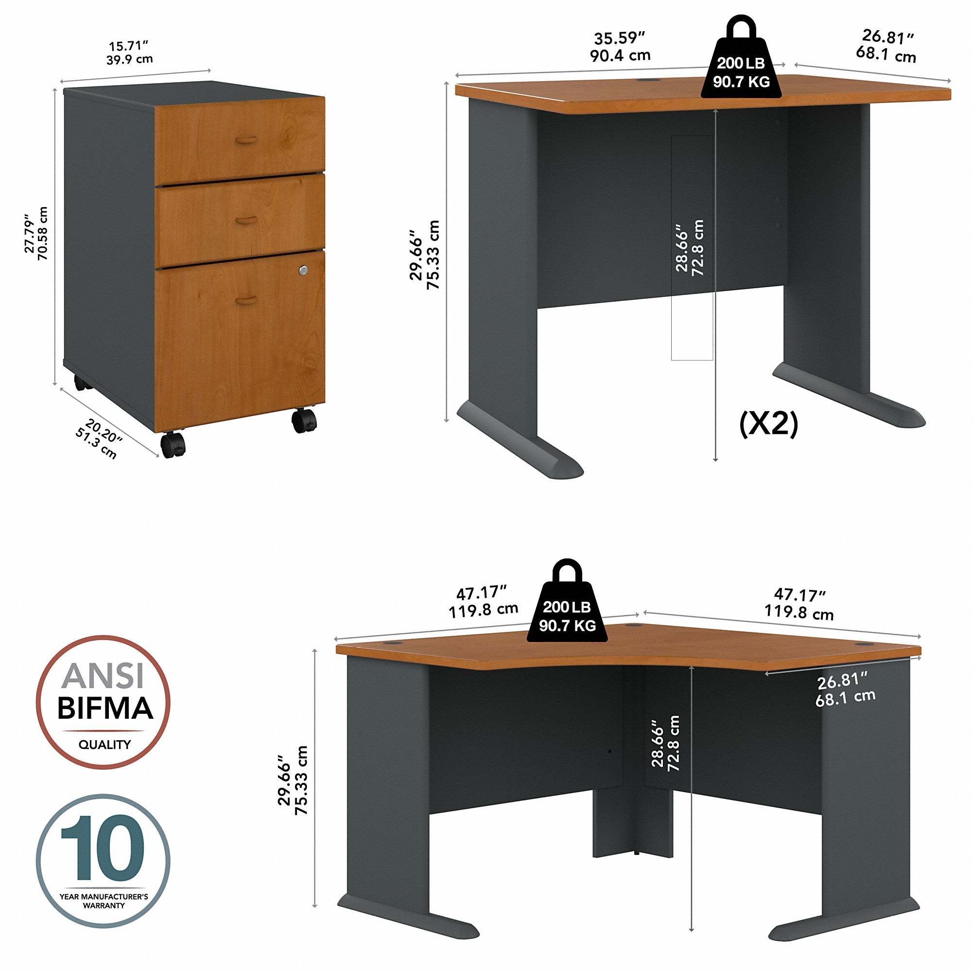 Bush Business Furniture Series A 84W x 84D Corner Desk with Mobile File Cabinet