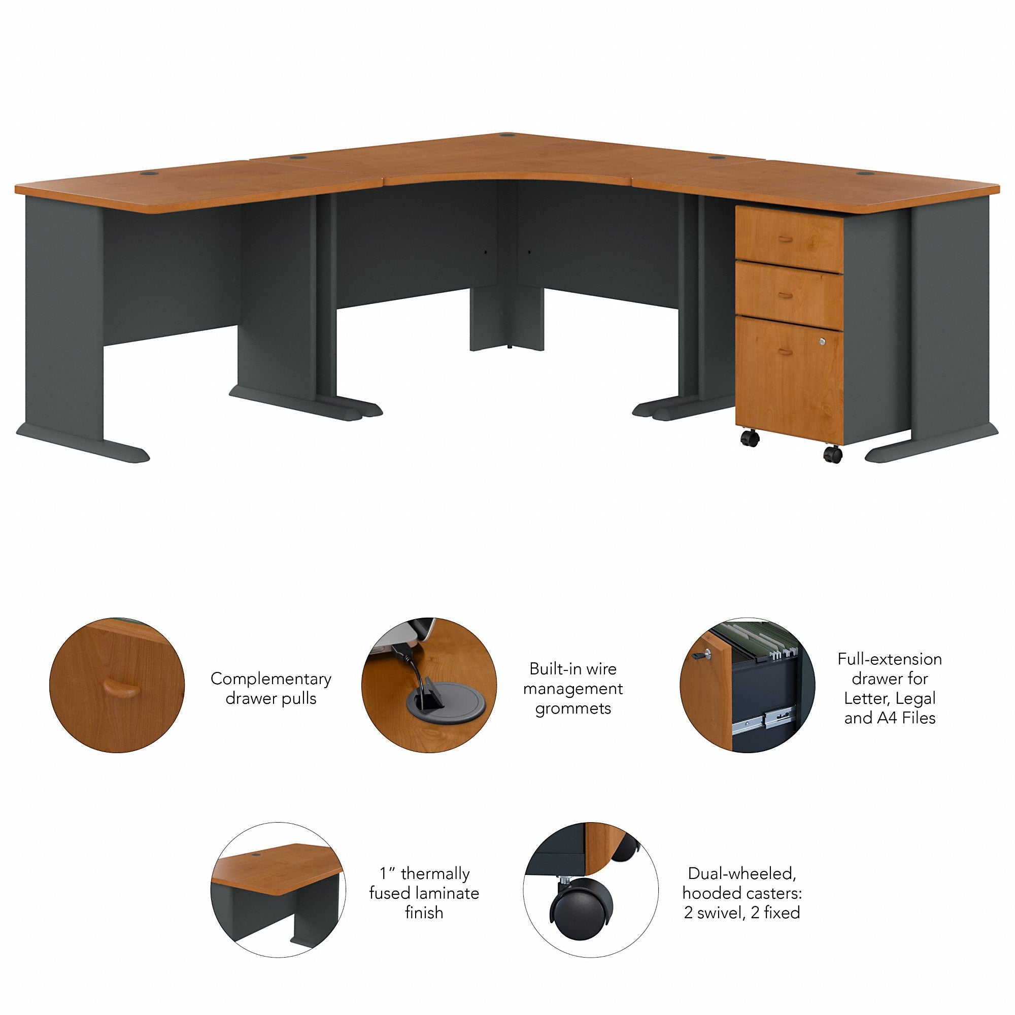 Bush Business Furniture Series A 84W x 84D Corner Desk with Mobile File Cabinet