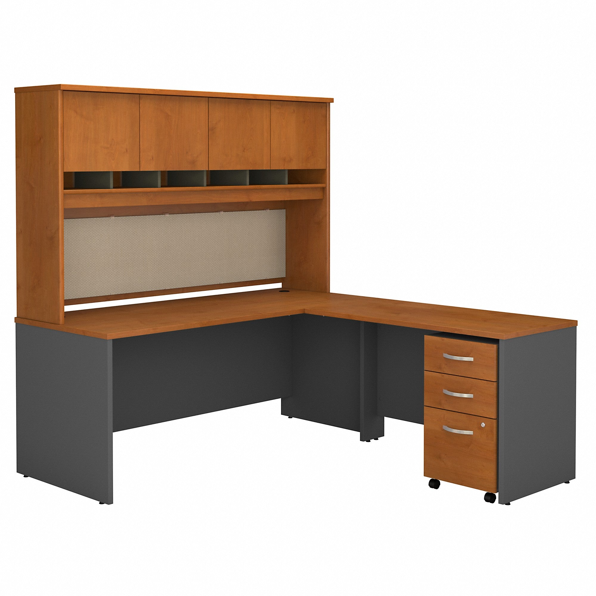 Bush Business Furniture Series C 72W L Shaped Desk with Hutch and Mobile File Cabinet