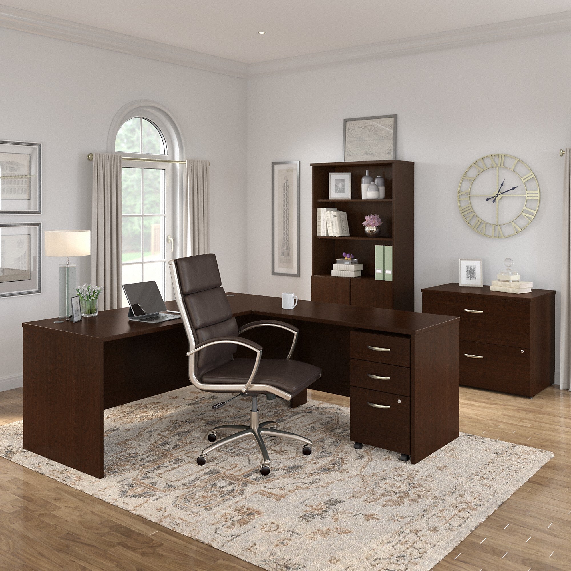 Bush Business Furniture Series C 72W L Shaped Desk with 48W Return and Mobile File Cabinet