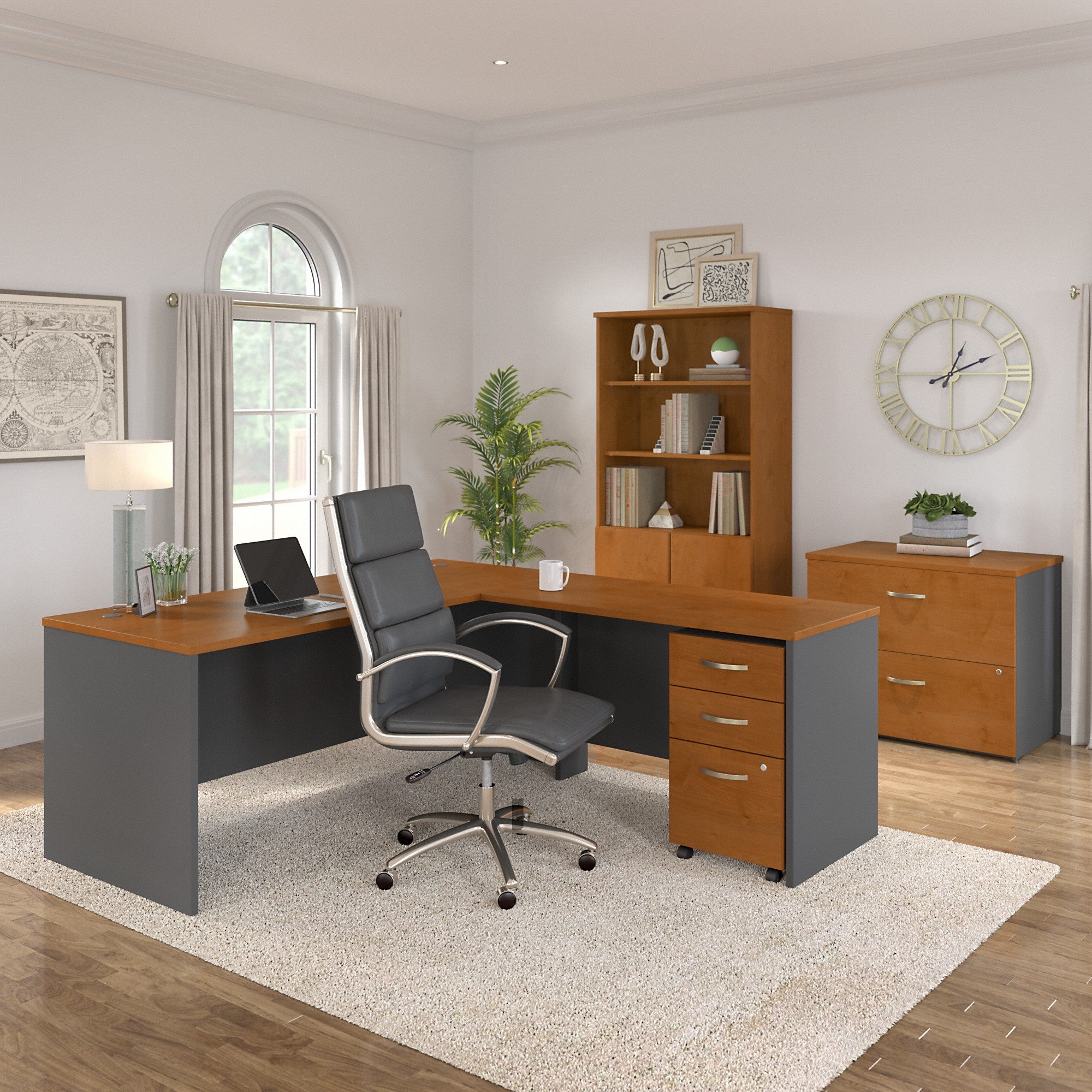 Bush Business Furniture Series C 72W L Shaped Desk with 48W Return and Mobile File Cabinet