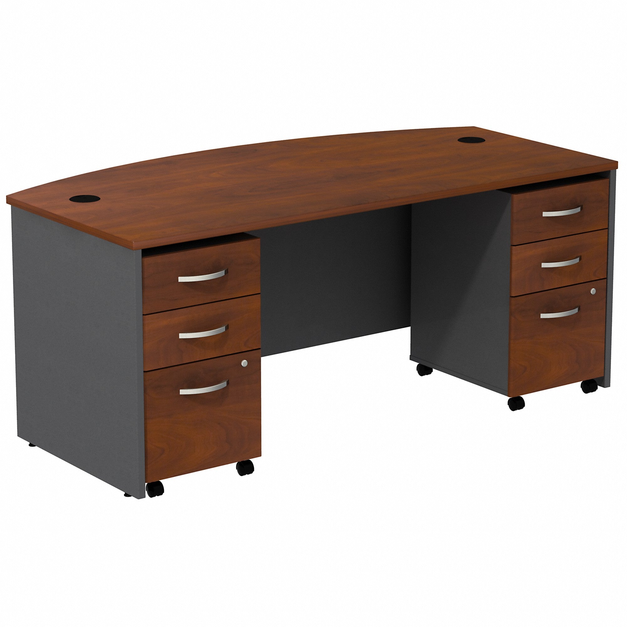 Bush Business Furniture Series C Bow Front Desk with (2) 3 Drawer Mobile Pedestals