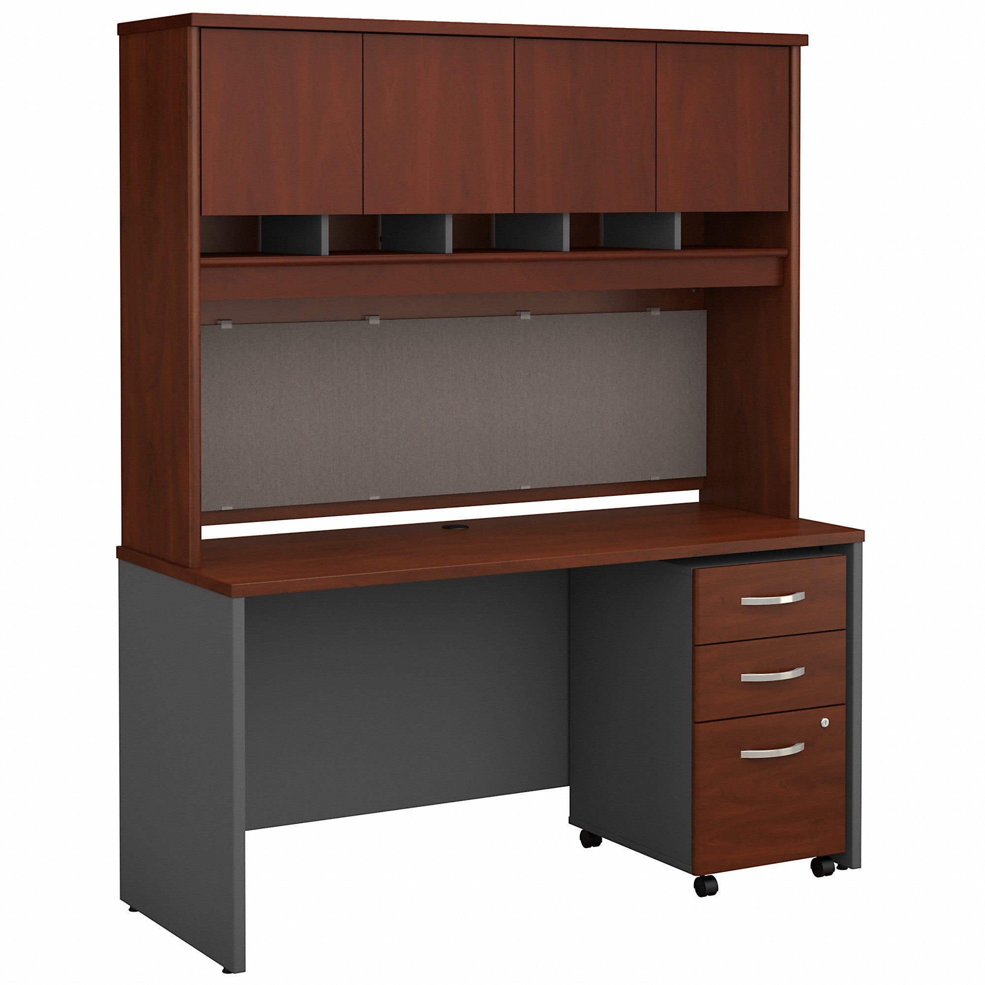 Bush Business Furniture Series C 60W x 24D Office Desk with Hutch and Mobile File Cabinet