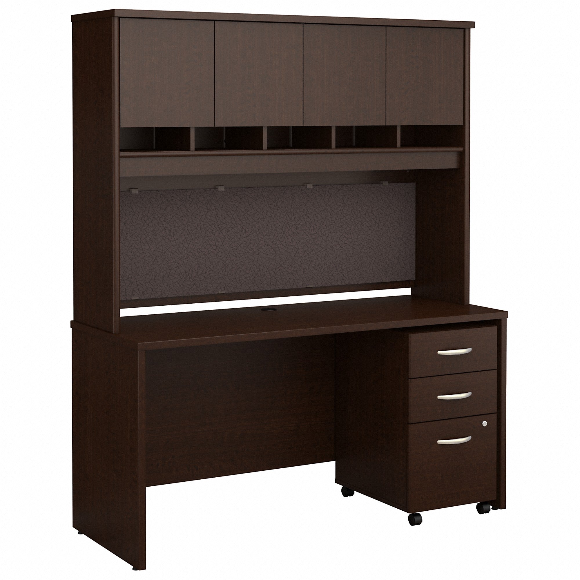 Bush Business Furniture Series C 60W x 24D Office Desk with Hutch and Mobile File Cabinet