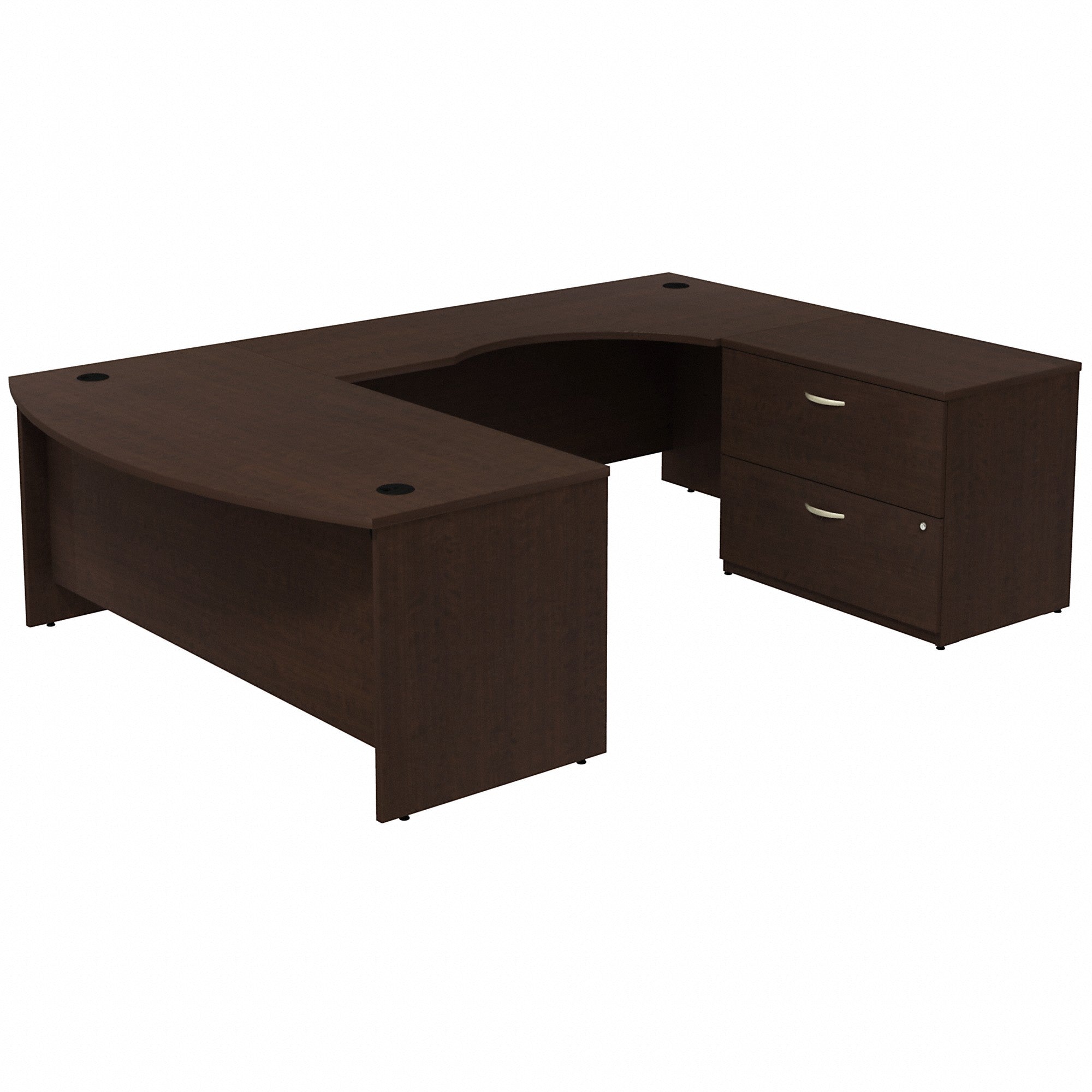 Bush Business Furniture Series C Bow Front Right Handed U Shaped Desk with 2 Drawer Lateral File Cabinet