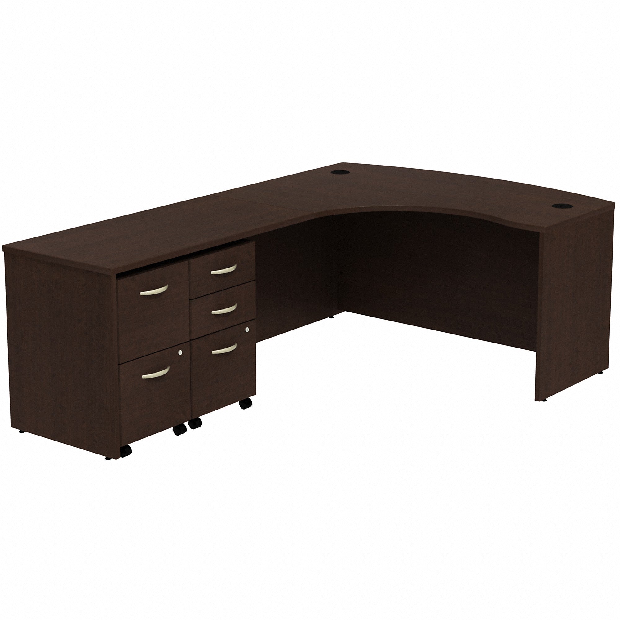 Bush Business Furniture Series C Bow Front Left Handed L Shaped Desk with 2 Mobile Pedestals