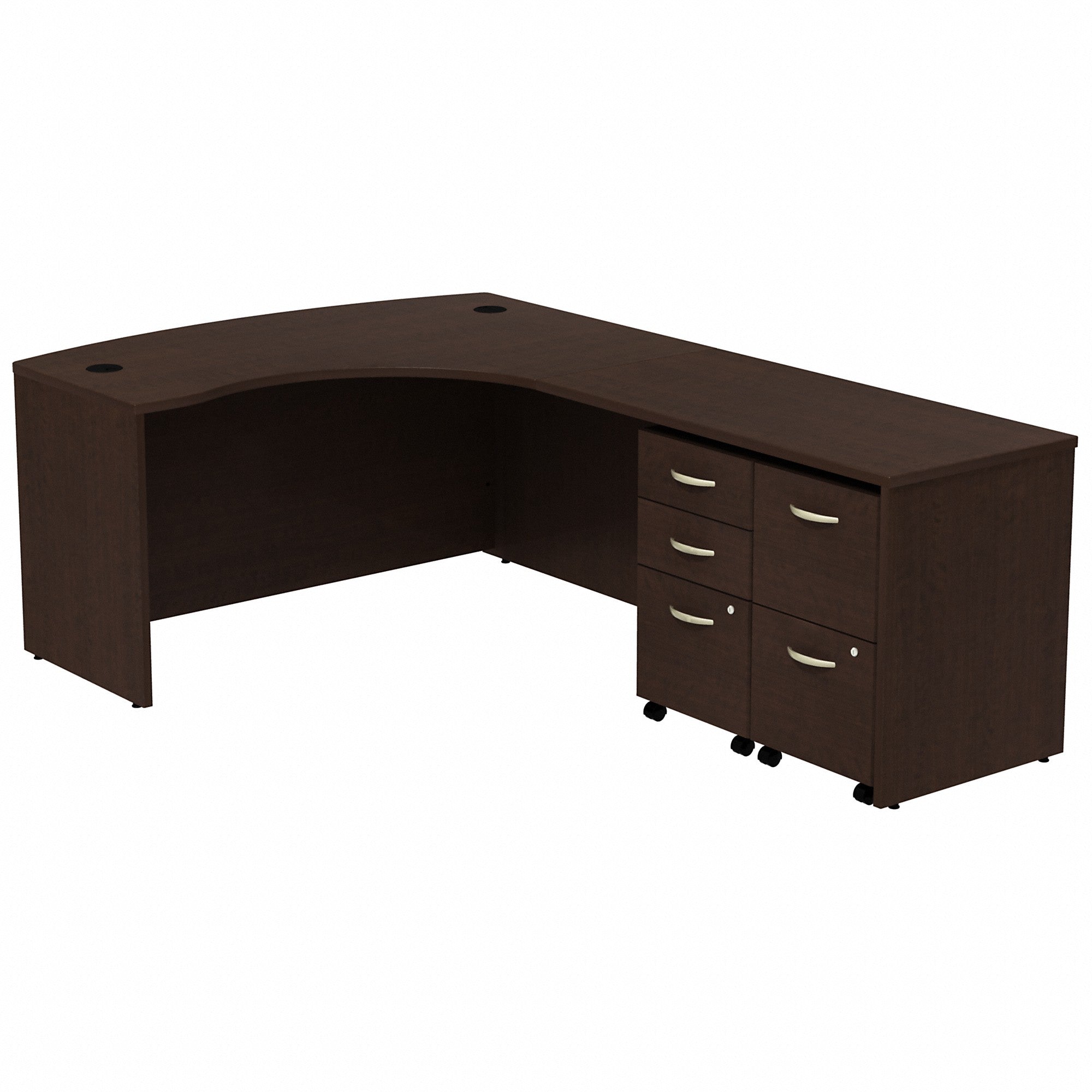 Bush Business Furniture Series C Bow Front Right Handed L Shaped Desk with 2 Mobile Pedestals