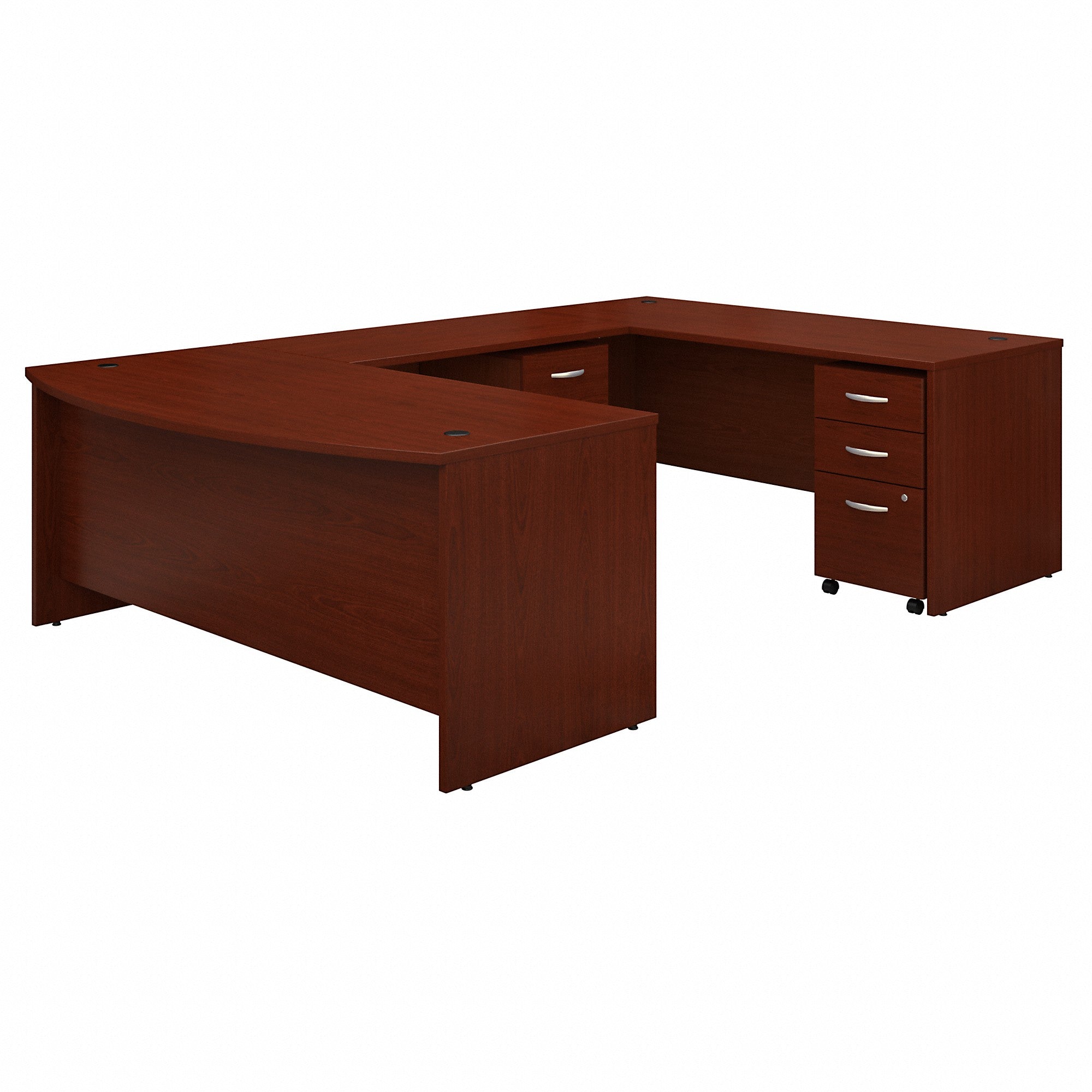 Bush Business Furniture Series C 72W x 36D Bow Front U Shaped Desk with Mobile File Cabinets