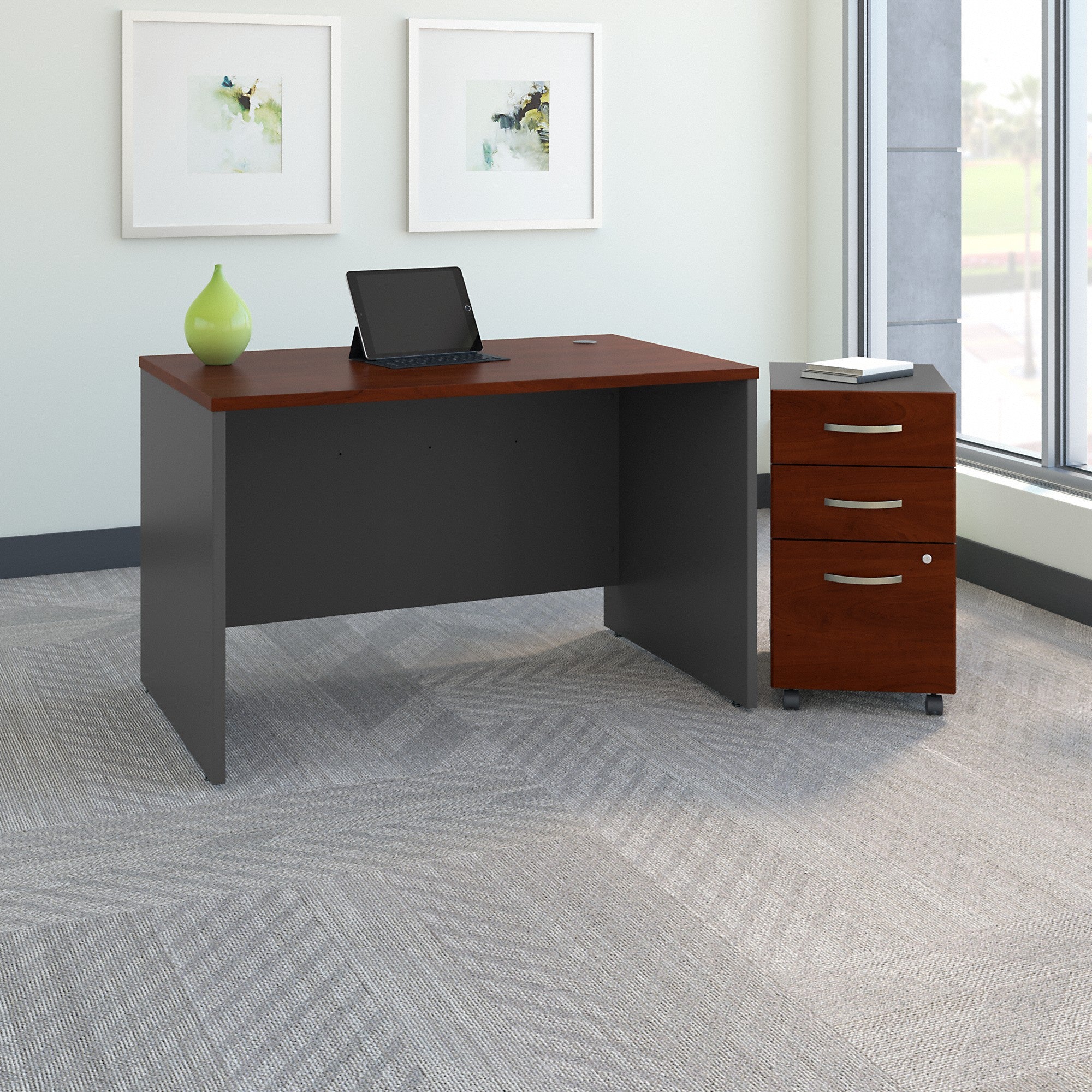 Bush Business Furniture Series C 48W x 30D Office Desk with Mobile File Cabinet