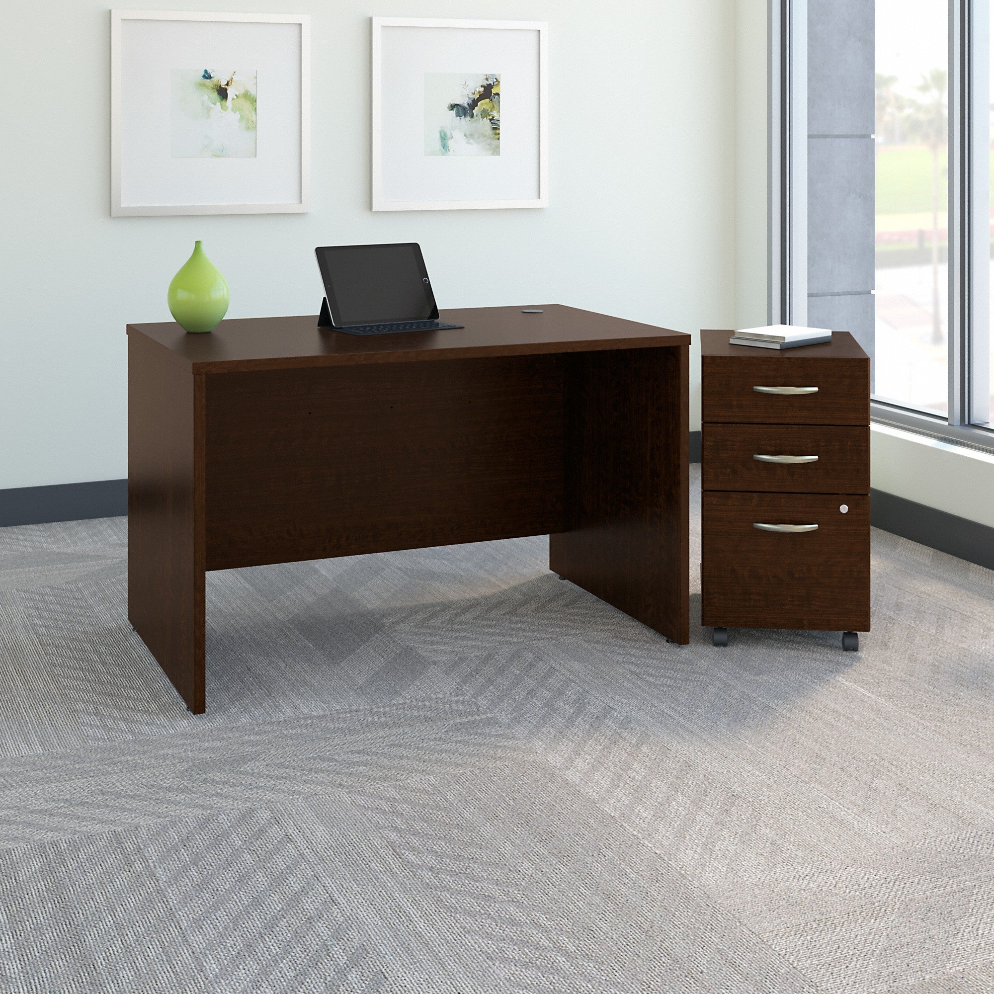 Bush Business Furniture Series C 48W x 30D Office Desk with Mobile File Cabinet