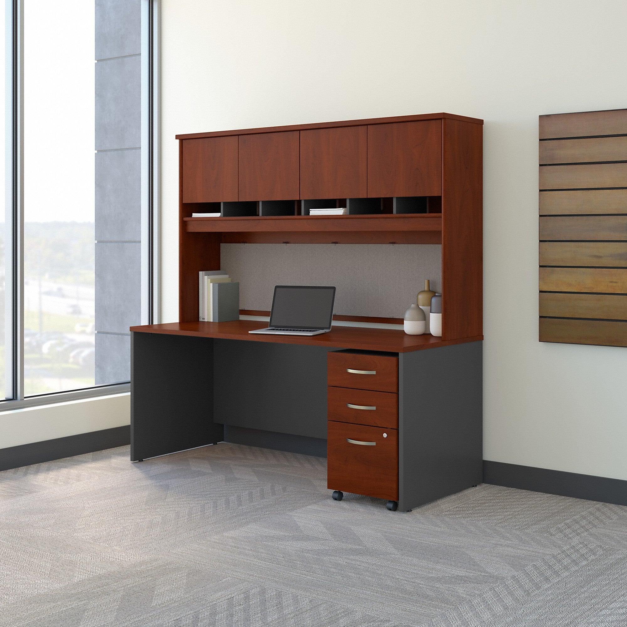 Bush Business Furniture Series C 72W x 30D Office Desk with Hutch and Mobile File Cabinet