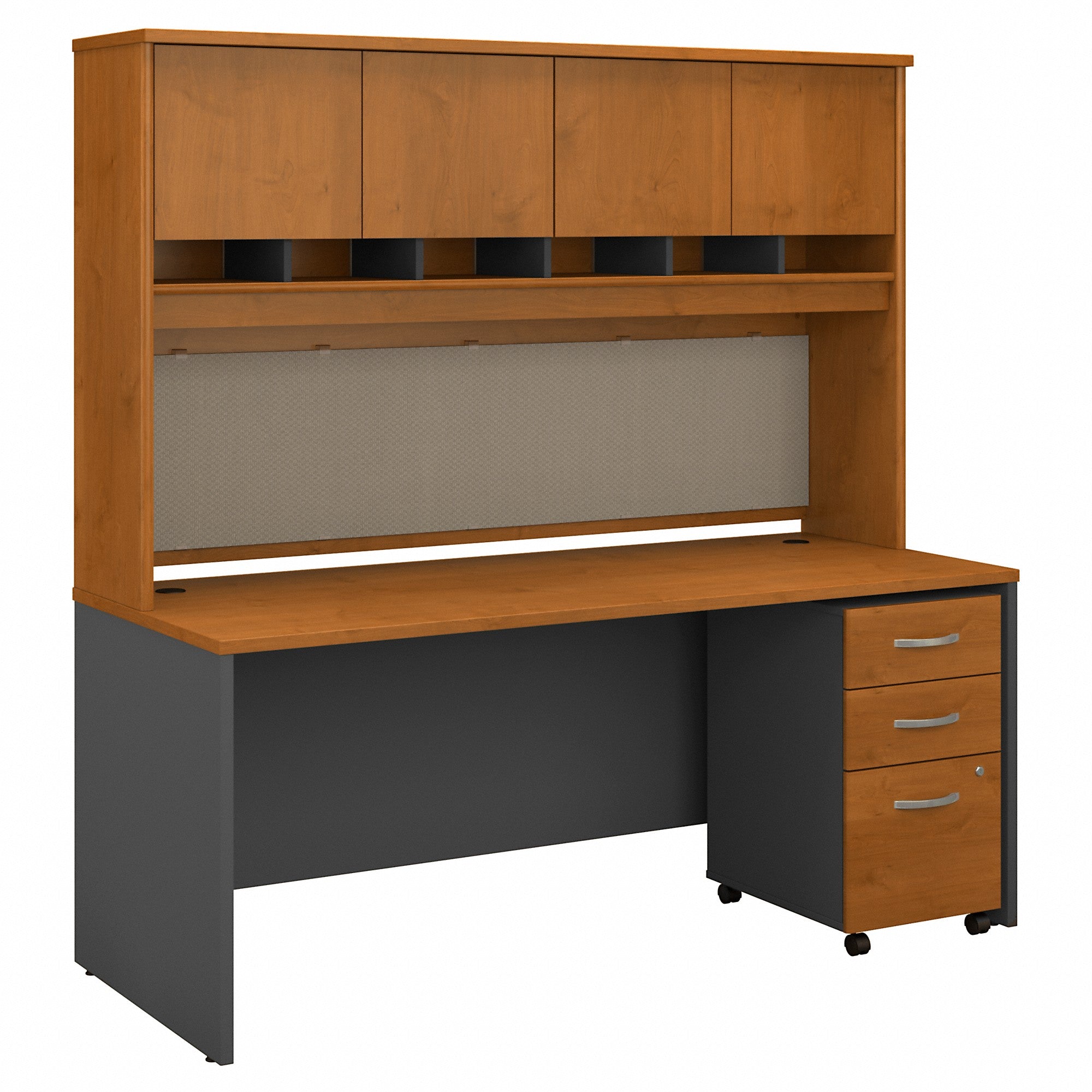 Bush Business Furniture Series C 72W x 30D Office Desk with Hutch and Mobile File Cabinet