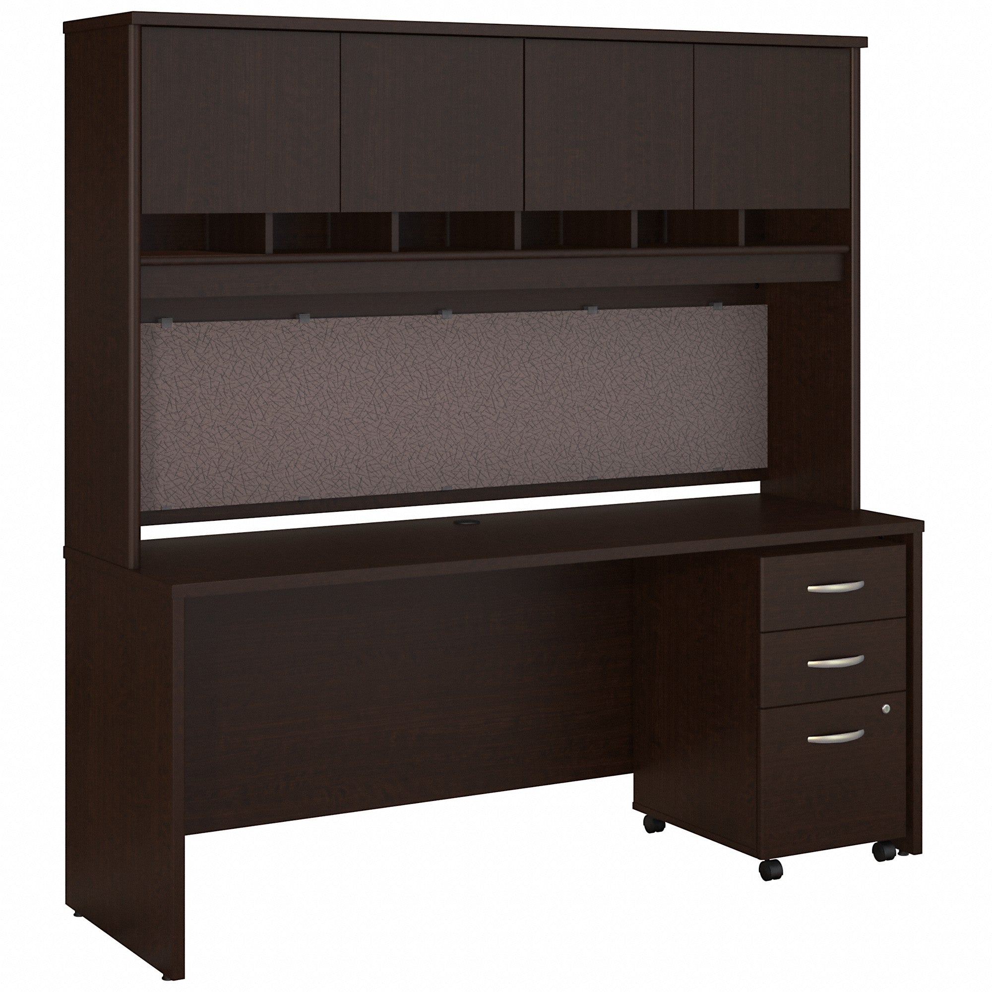 Bush Business Furniture Series C 72W x 24D Office Desk with Hutch and Mobile File Cabinet