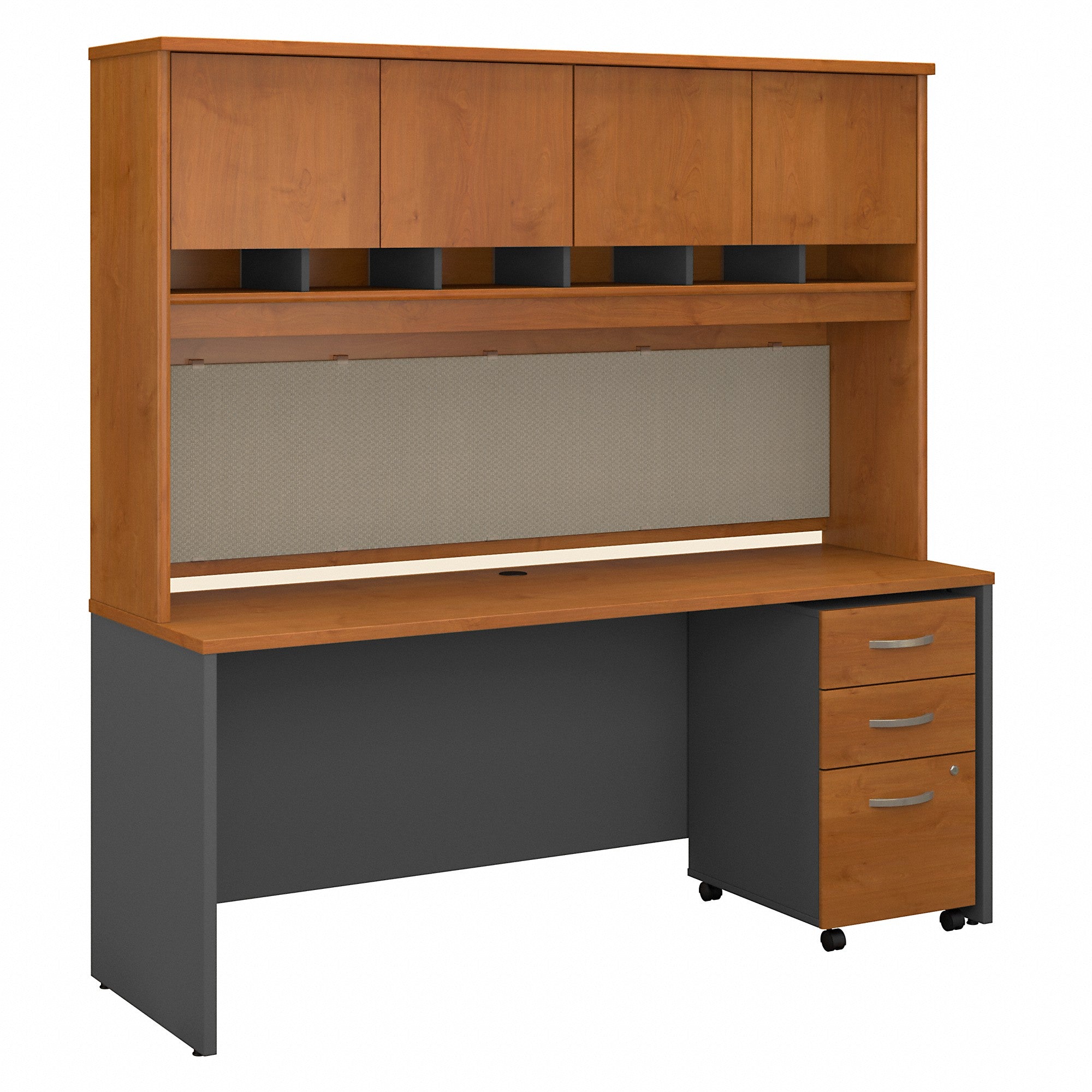 Bush Business Furniture Series C 72W x 24D Office Desk with Hutch and Mobile File Cabinet