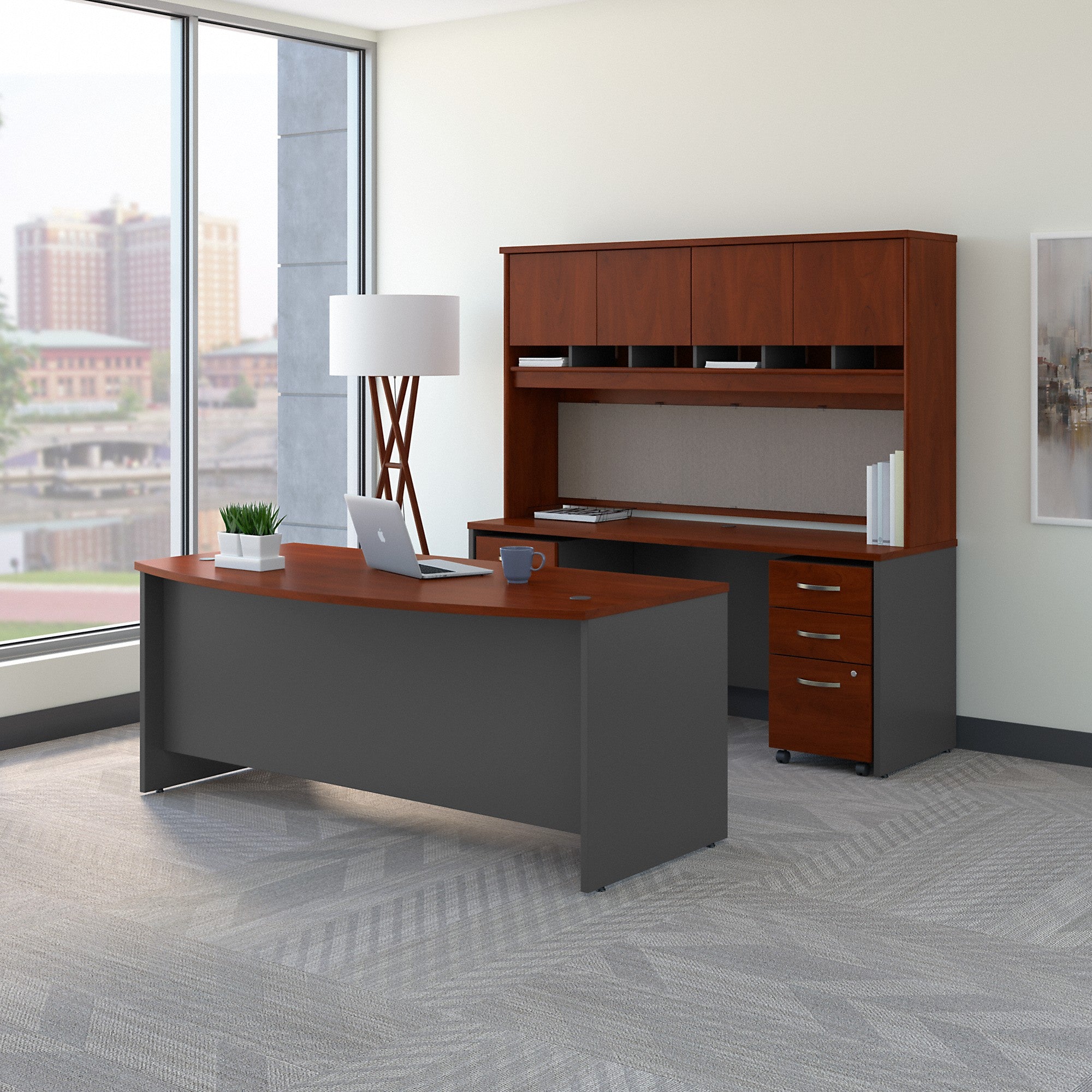 Bush Business Furniture Series C Bow Front Desk with Credenza, Hutch and Storage