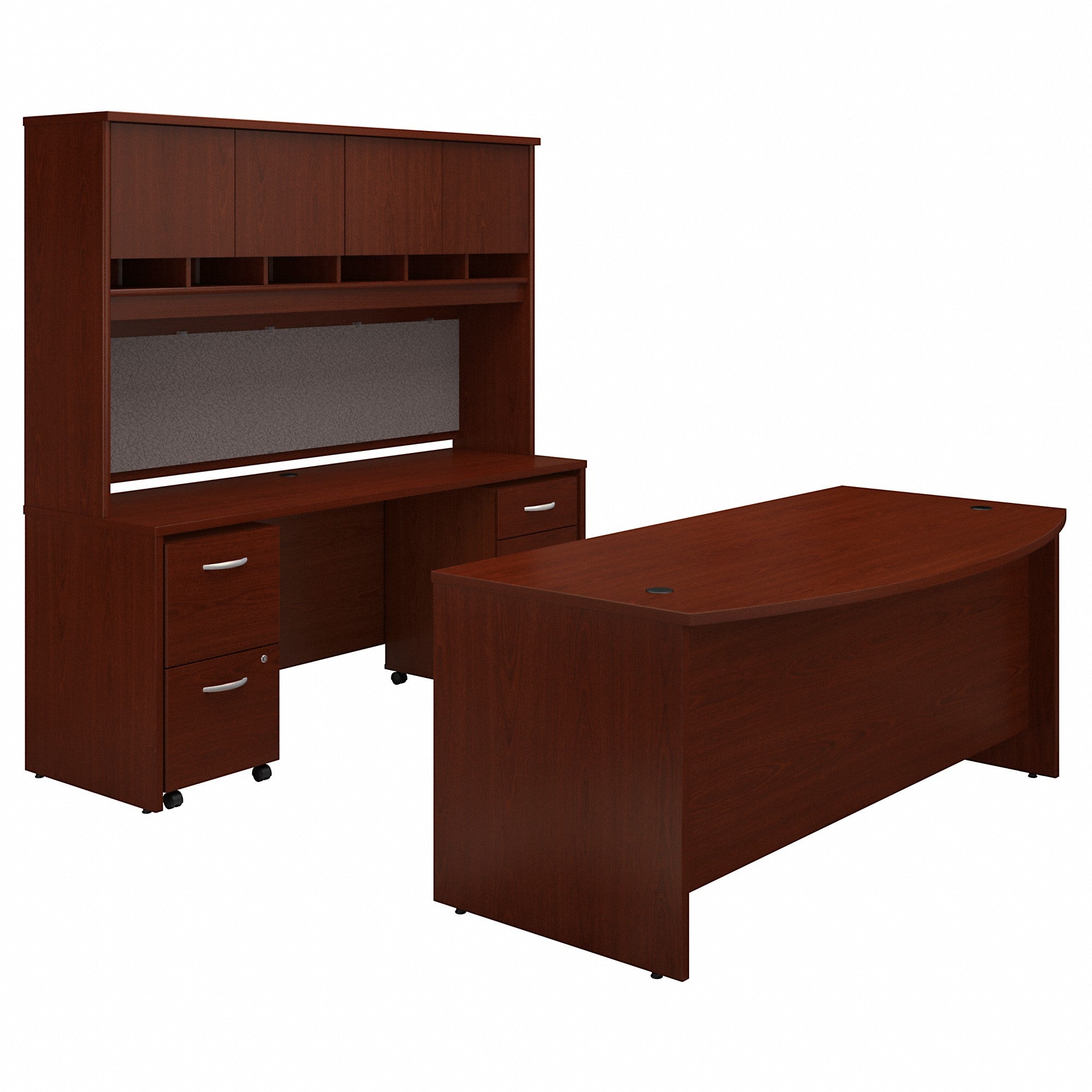 Bush Business Furniture Series C Bow Front Desk with Credenza, Hutch and Storage