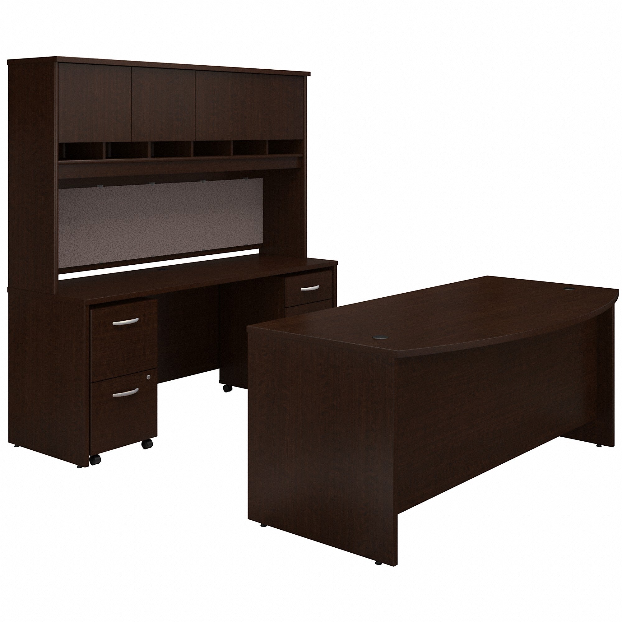 Bush Business Furniture Series C Bow Front Desk with Credenza, Hutch and Storage