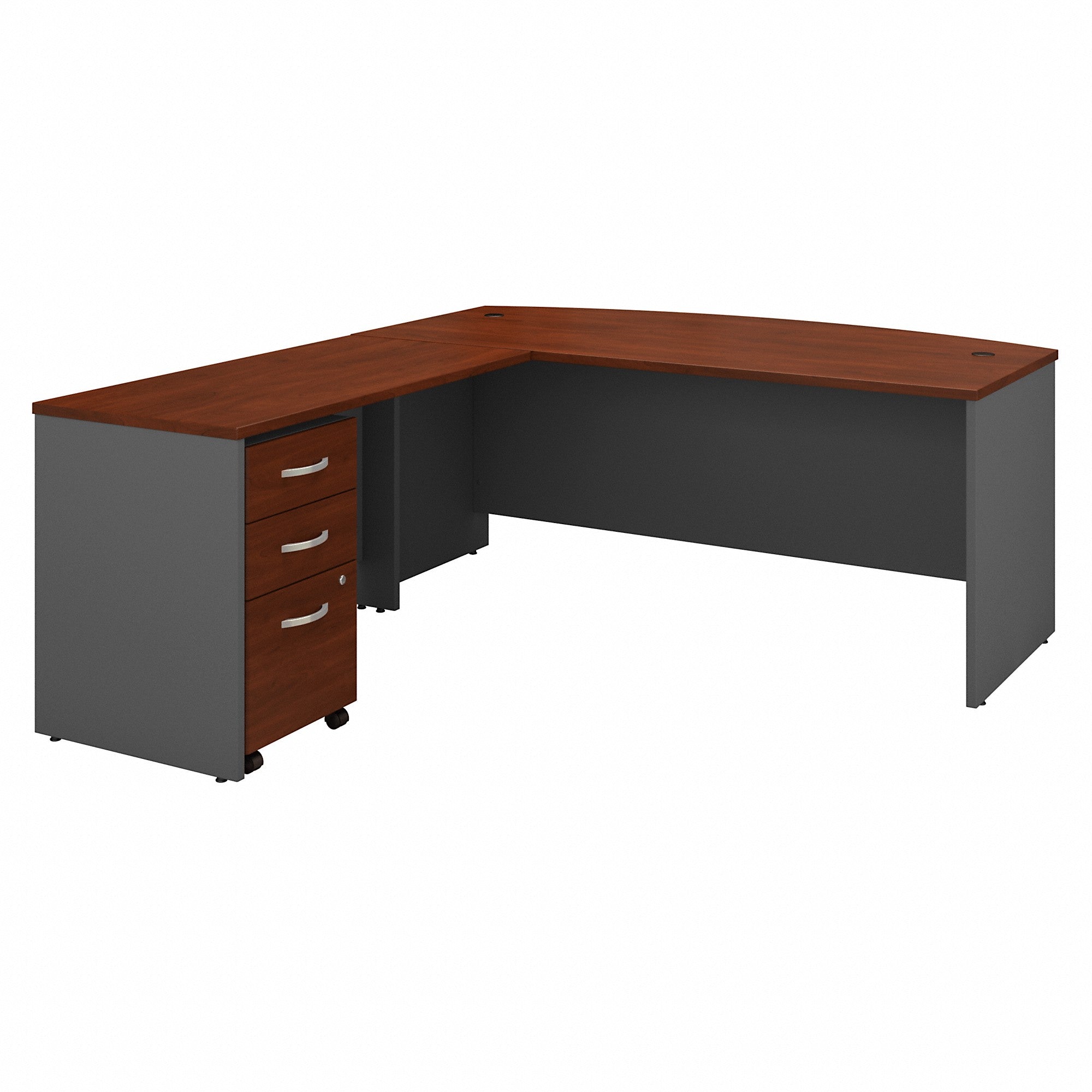 Bush Business Furniture Series C 72W Bow Front L Shaped Desk with 48W Return and Mobile File Cabinet