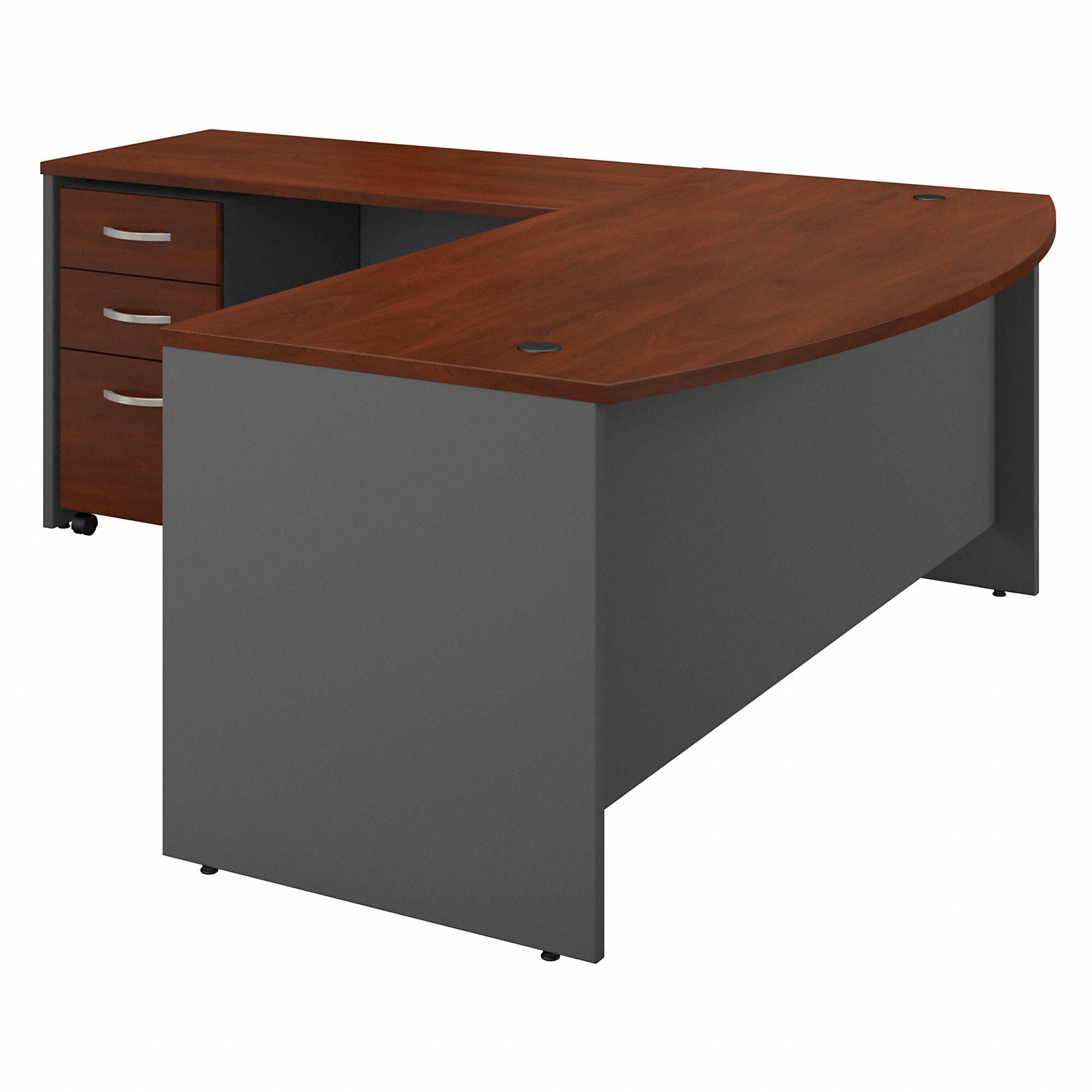 Bush Business Furniture Series C 72W Bow Front L Shaped Desk with 48W Return and Mobile File Cabinet