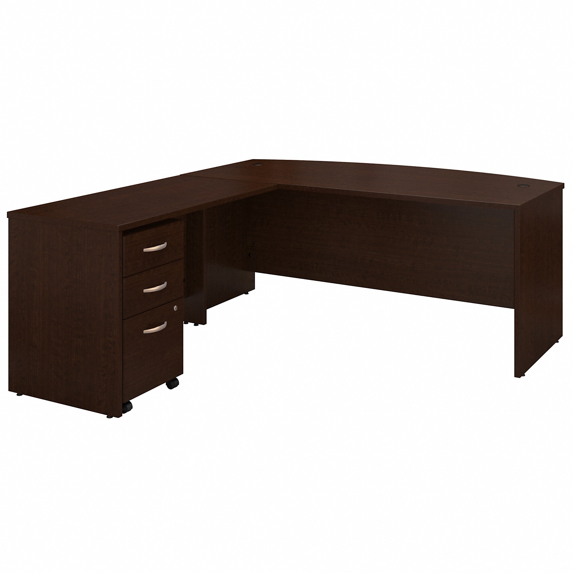 Bush Business Furniture Series C 72W Bow Front L Shaped Desk with 48W Return and Mobile File Cabinet