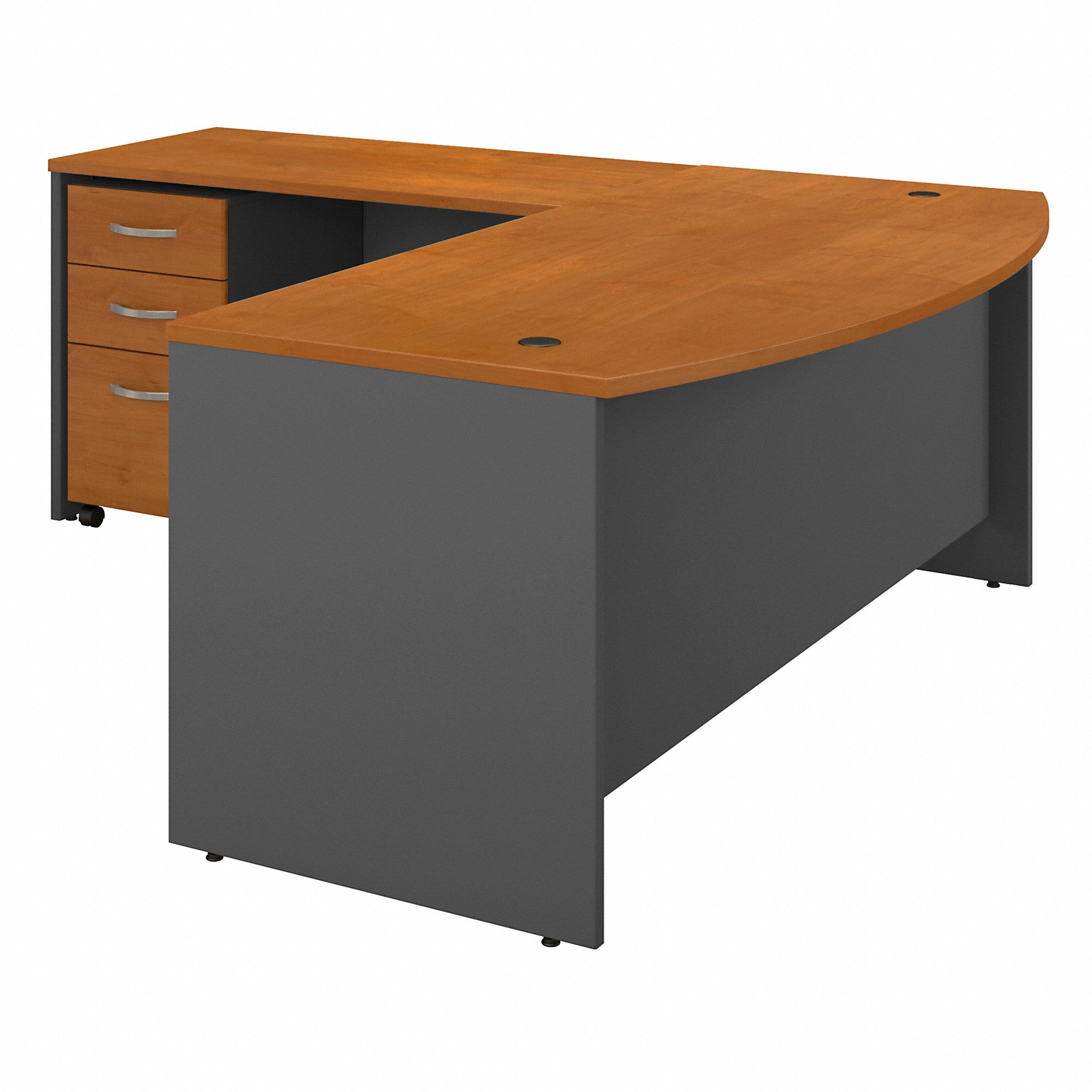 Bush Business Furniture Series C 72W Bow Front L Shaped Desk with 48W Return and Mobile File Cabinet