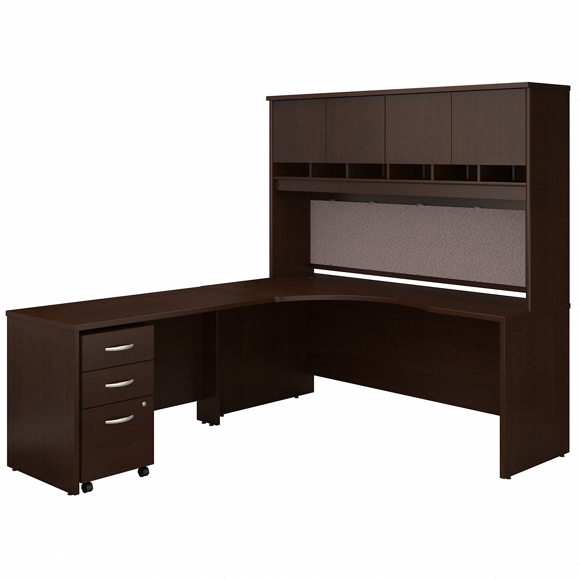 Bush Business Furniture Series C 72W Left Handed Corner Desk with Hutch and Mobile File Cabinet