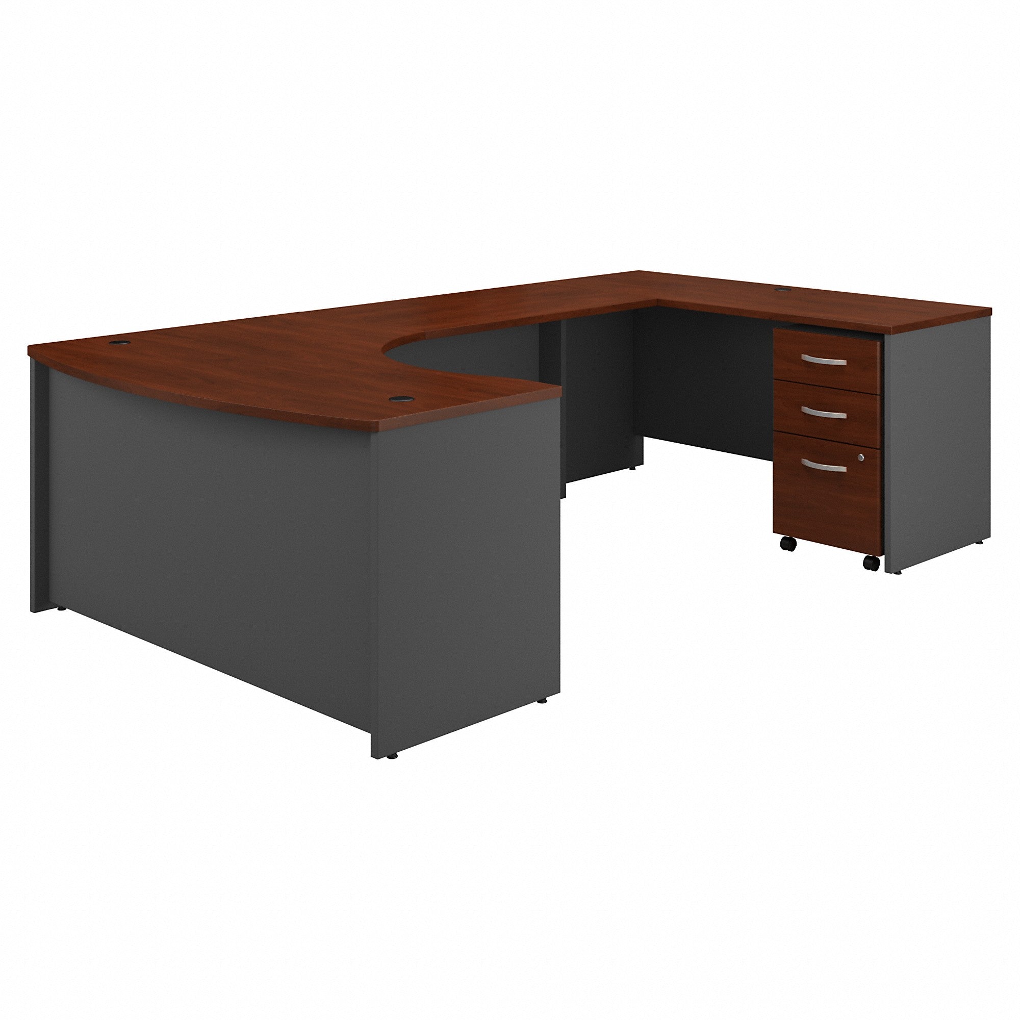 Bush Business Furniture Series C 60W Right Handed Bow Front U Shaped Desk with Mobile File Cabinet