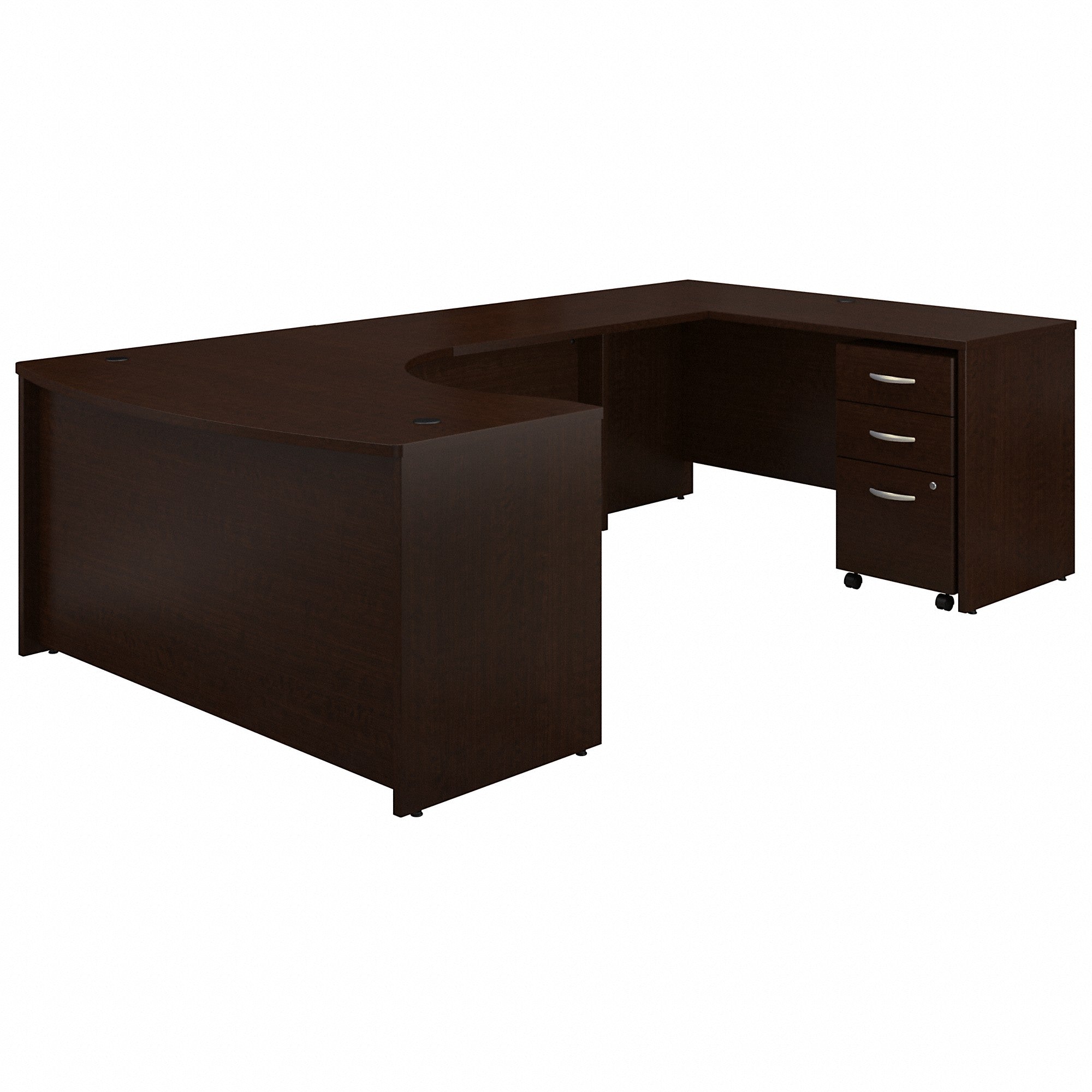 Bush Business Furniture Series C 60W Right Handed Bow Front U Shaped Desk with Mobile File Cabinet