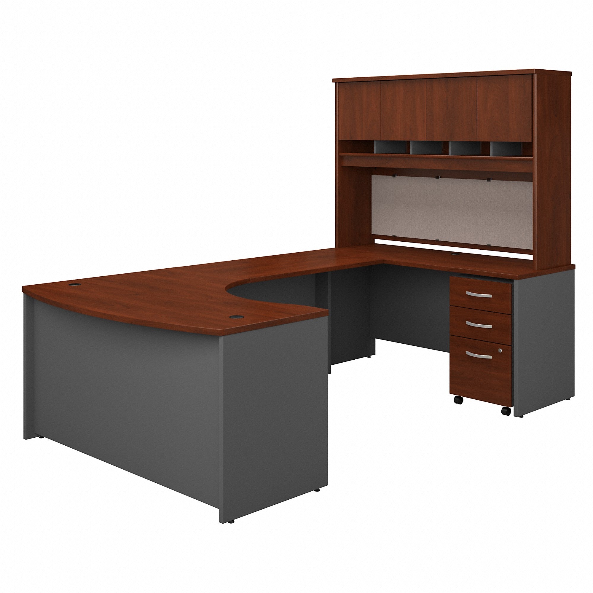 Bush Business Furniture Series C 60W Right Handed Bow Front U Shaped Desk with Hutch and Storage