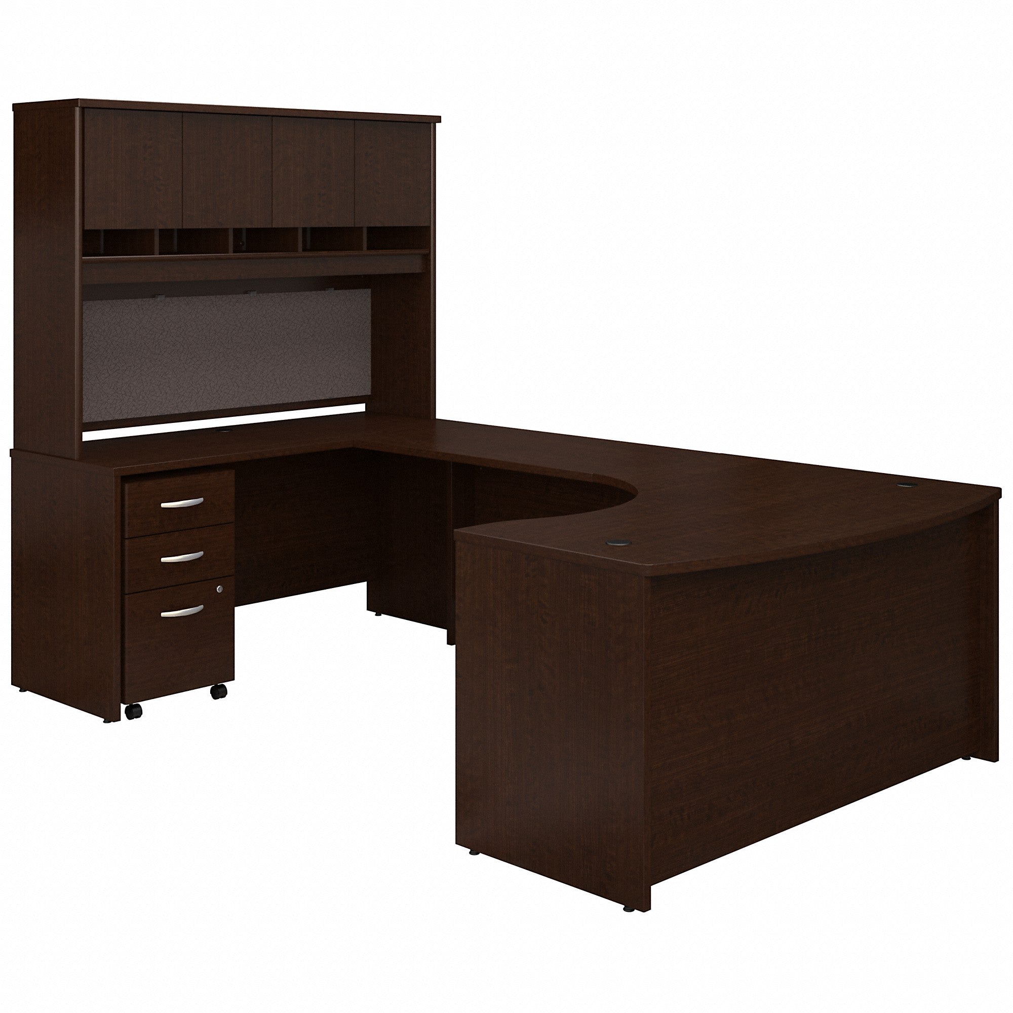 Bush Business Furniture Series C 60W Left Handed Bow Front U Shaped Desk with Hutch and Storage