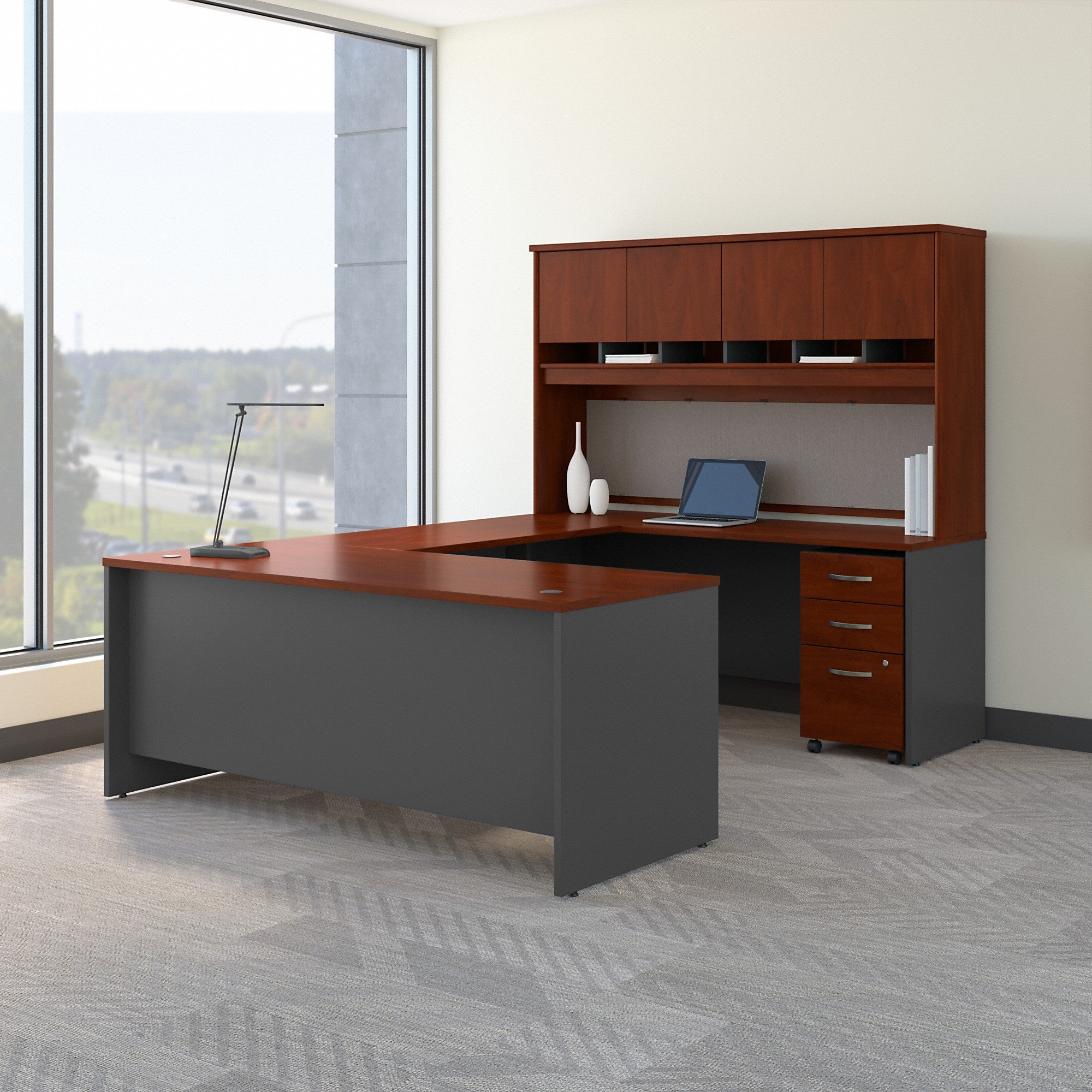 Bush Business Furniture Series C 72W U Shaped Desk with Hutch and Storage