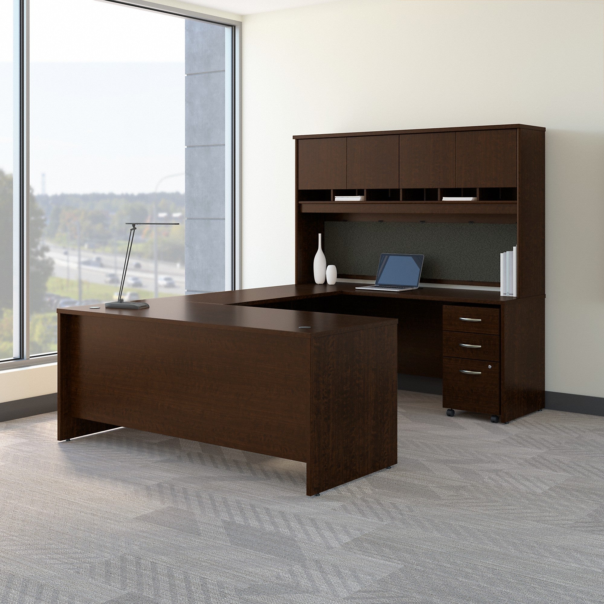 Bush Business Furniture Series C 72W U Shaped Desk with Hutch and Storage