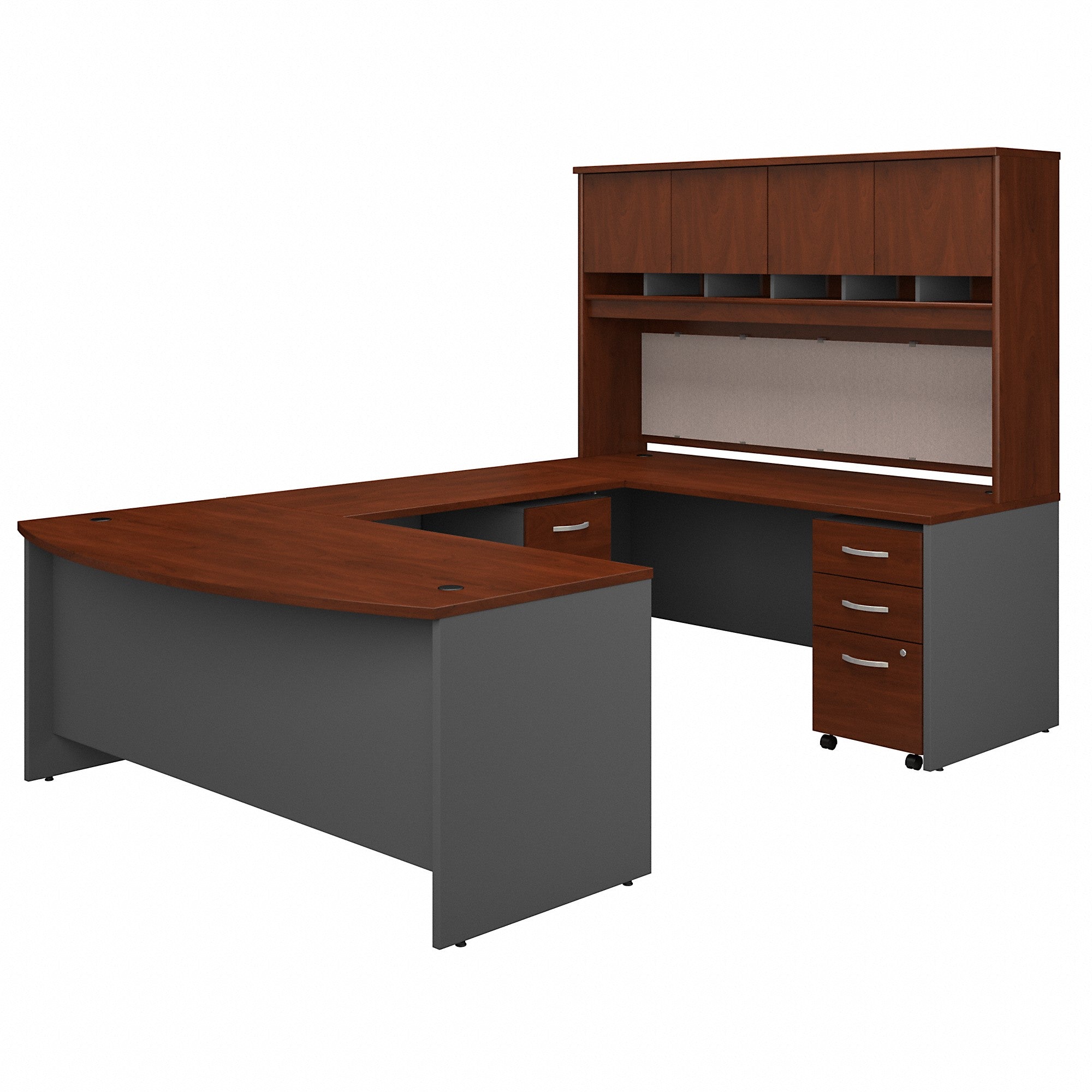 Bush Business Furniture 72W Bow Front U Shaped Desk with Hutch and Storage