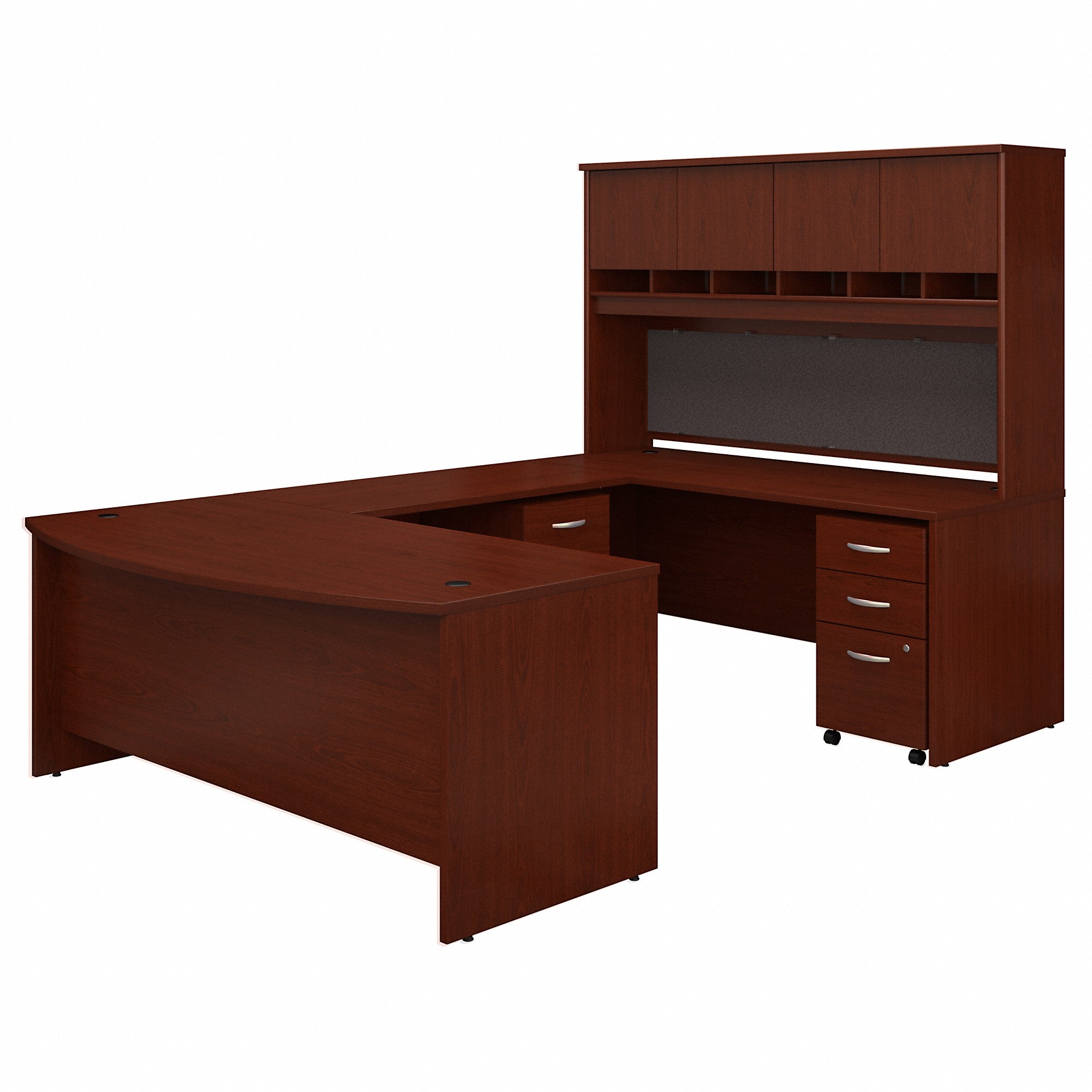 Bush Business Furniture 72W Bow Front U Shaped Desk with Hutch and Storage