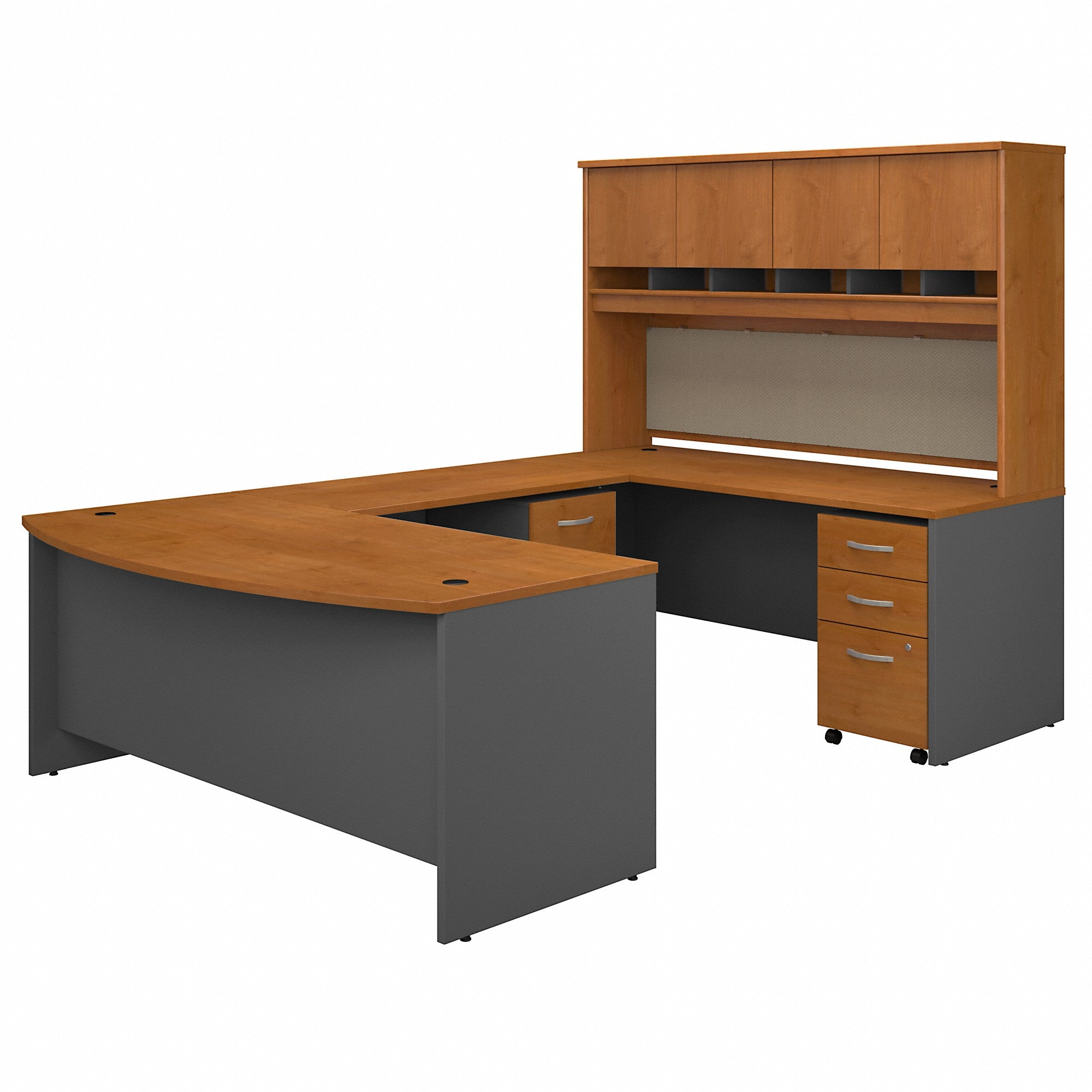 Bush Business Furniture 72W Bow Front U Shaped Desk with Hutch and Storage