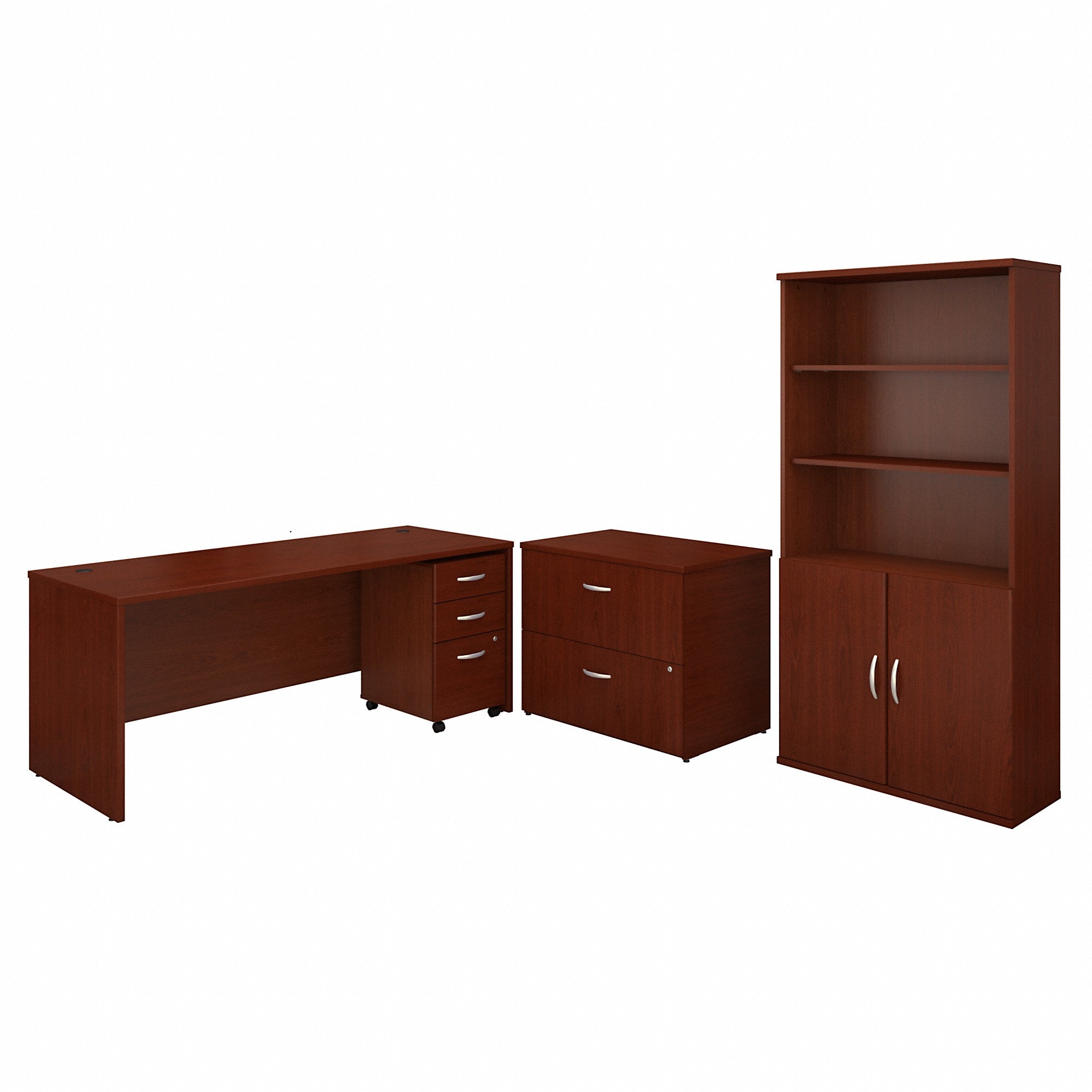 Bush Business Furniture Series C 72W Office Desk with Bookcase and File Cabinets