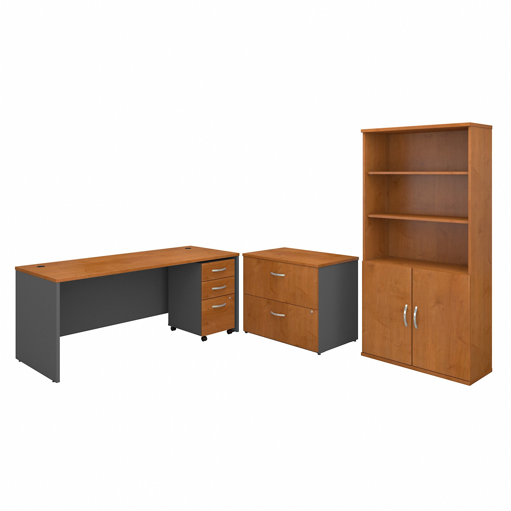 Bush Business Furniture Series C 72W Office Desk with Bookcase and File Cabinets