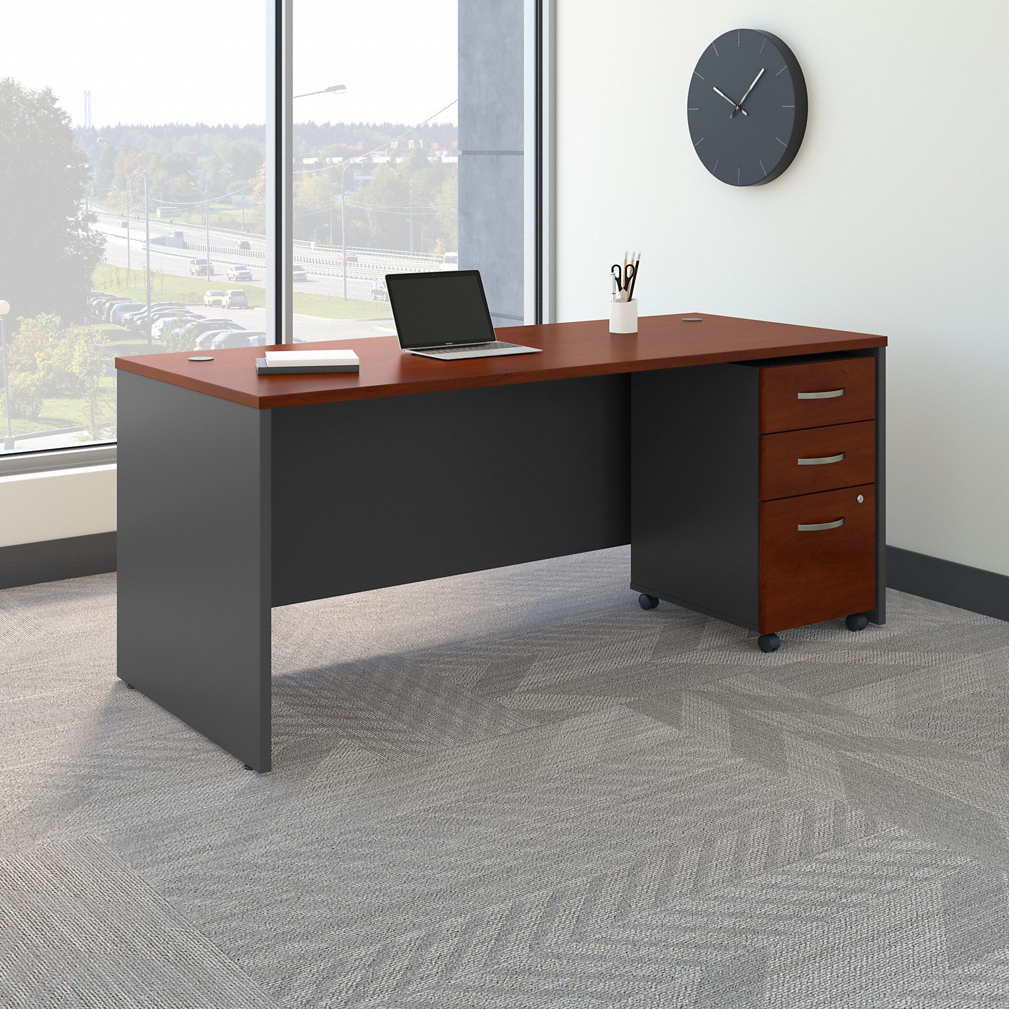 Bush Business Furniture Series C 72W x 30D Office Desk with Mobile File Cabinet