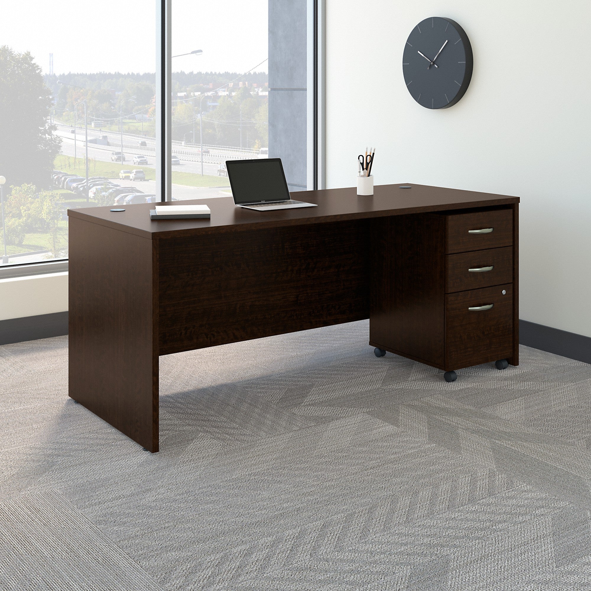 Bush Business Furniture Series C 72W x 30D Office Desk with Mobile File Cabinet