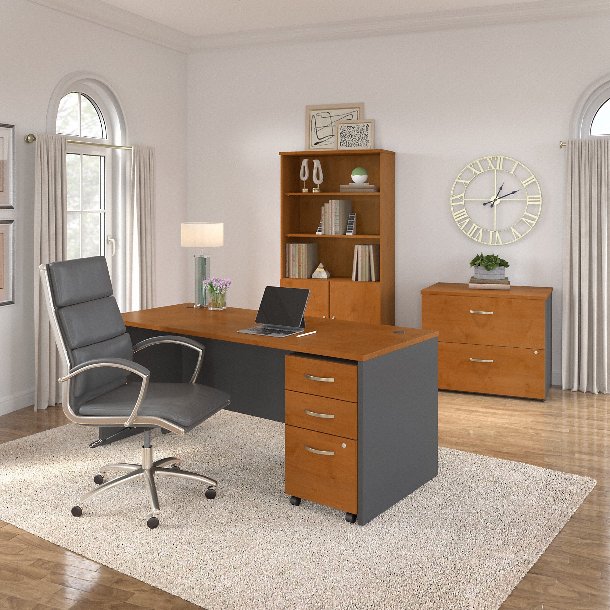 Bush Business Furniture Series C 72W x 30D Office Desk with Mobile File Cabinet