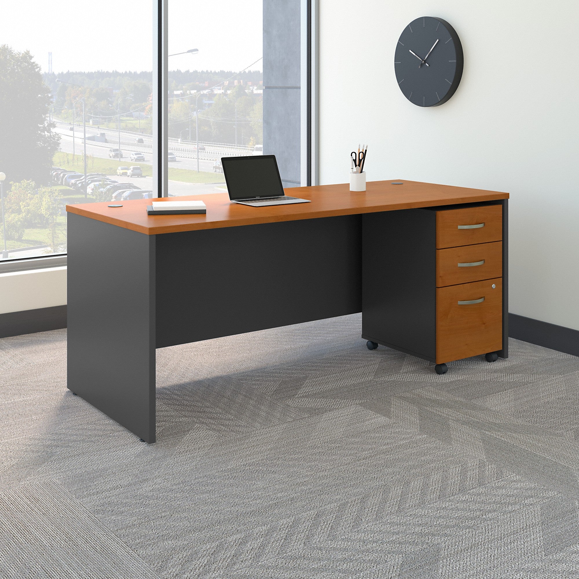 Bush Business Furniture Series C 72W x 30D Office Desk with Mobile File Cabinet