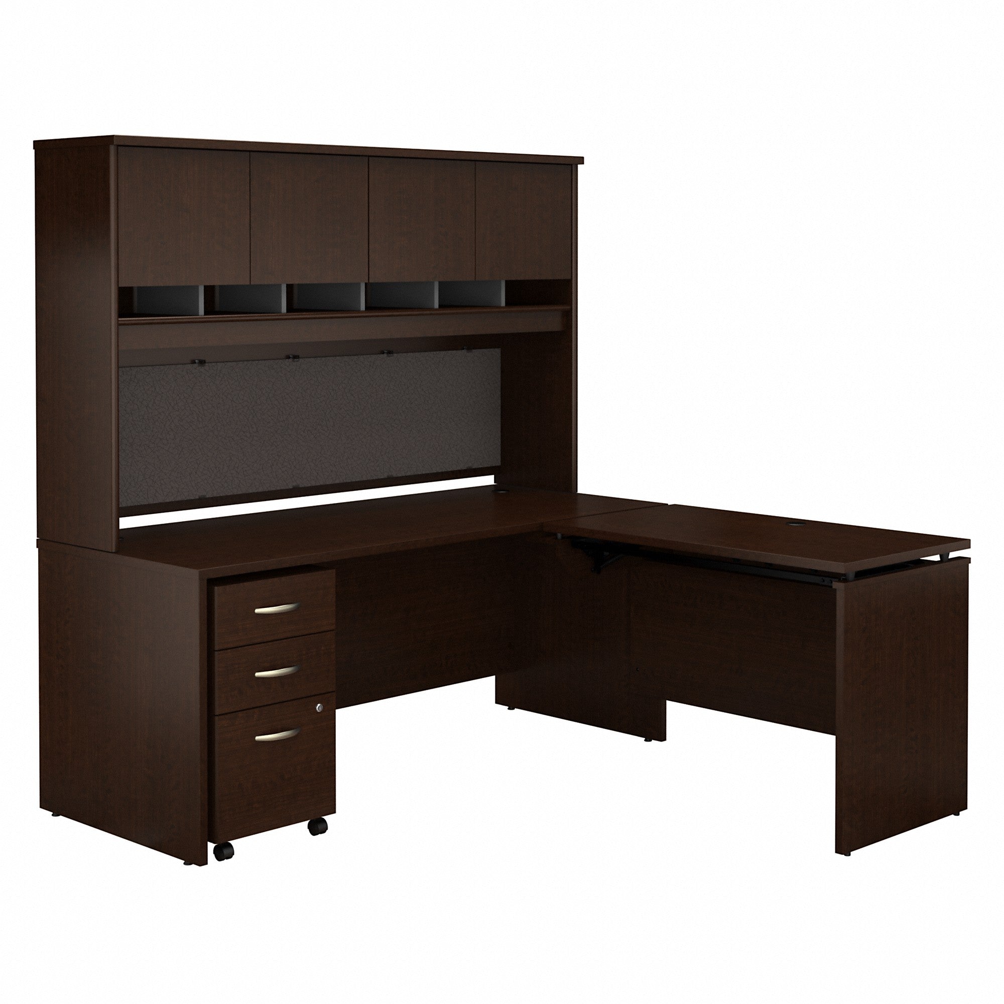 Bush Business Furniture Series C 72W x 30D 3 Position Sit to Stand L Shaped Desk with Hutch and Mobile File Cabinet