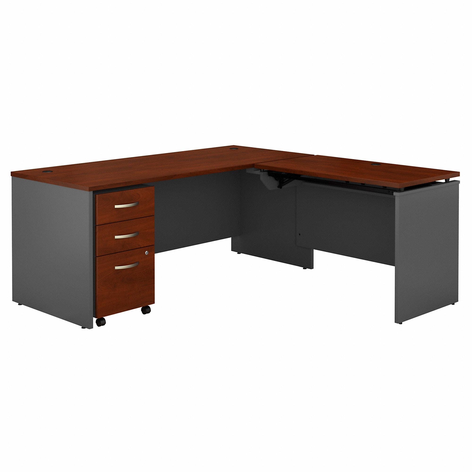 Bush Business Furniture Series C 72W x 30D 3 Position Sit to Stand L Shaped Desk with Mobile File Cabinet