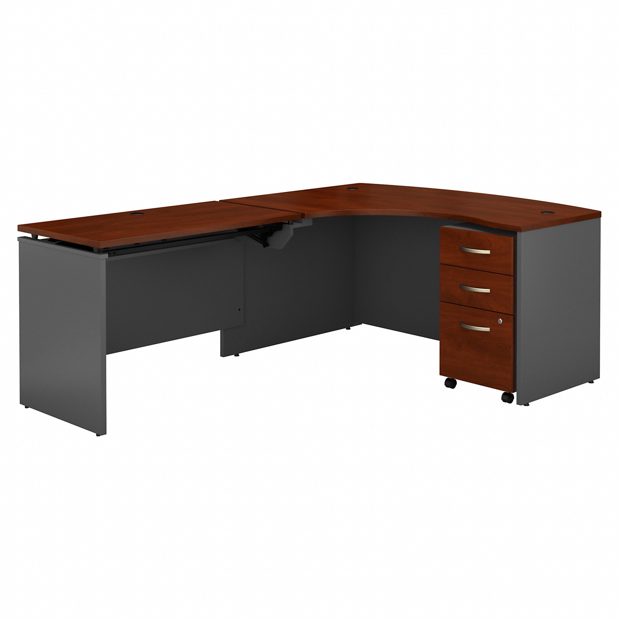 Bush Business Furniture Series C 60W x 43D Left Hand 3 Position Sit to Stand L Shaped Desk with Mobile File Cabinet
