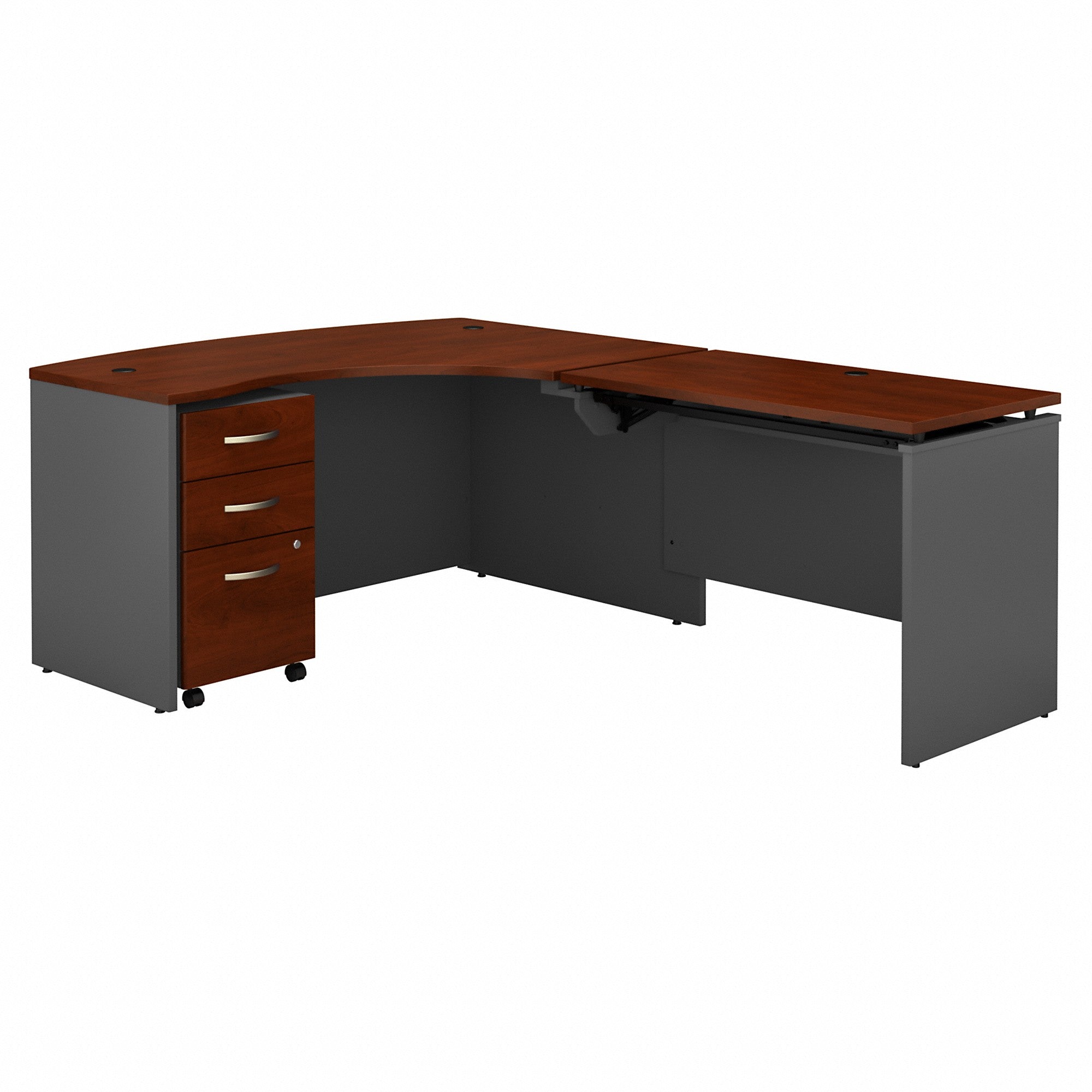Bush Business Furniture Series C 60W x 43D Right Hand 3 Position Sit to Stand L Shaped Desk with Mobile File Cabinet
