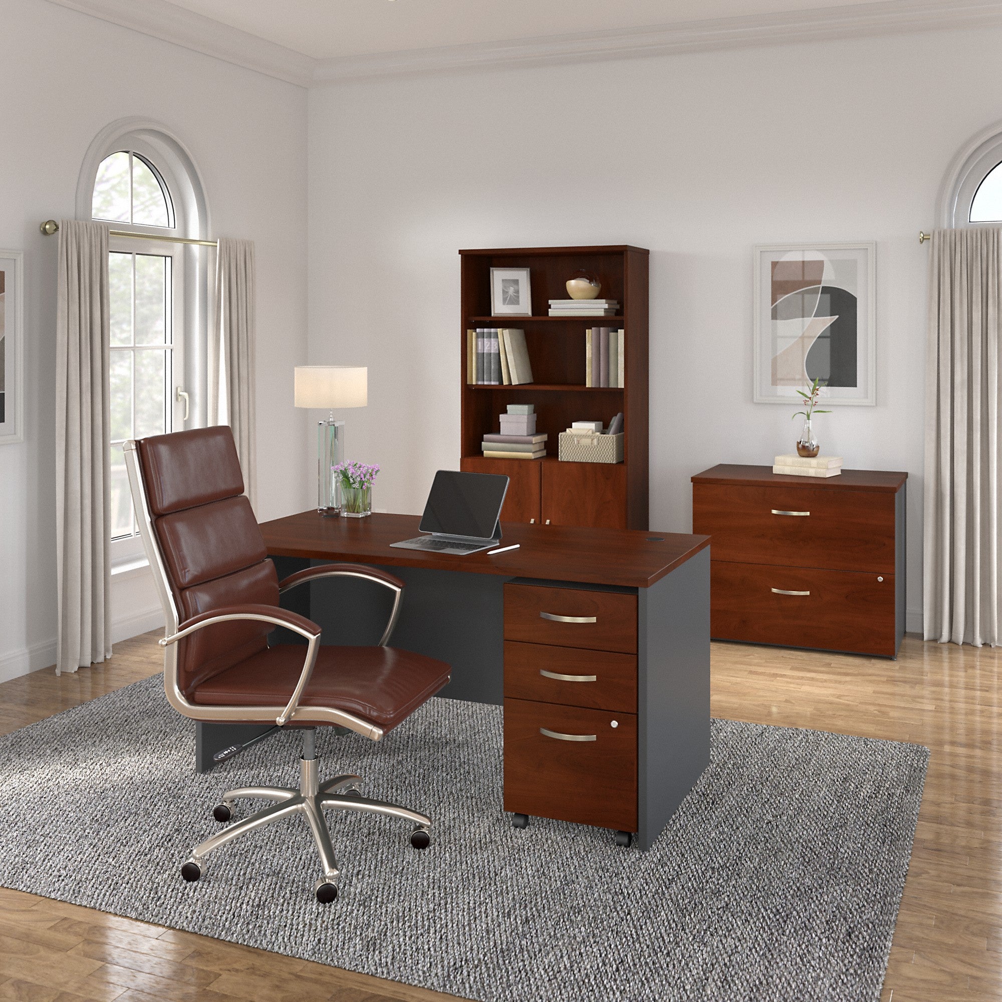 Bush Business Furniture Series C 60W x 30D Office Desk with 3 Drawer Mobile File Cabinet