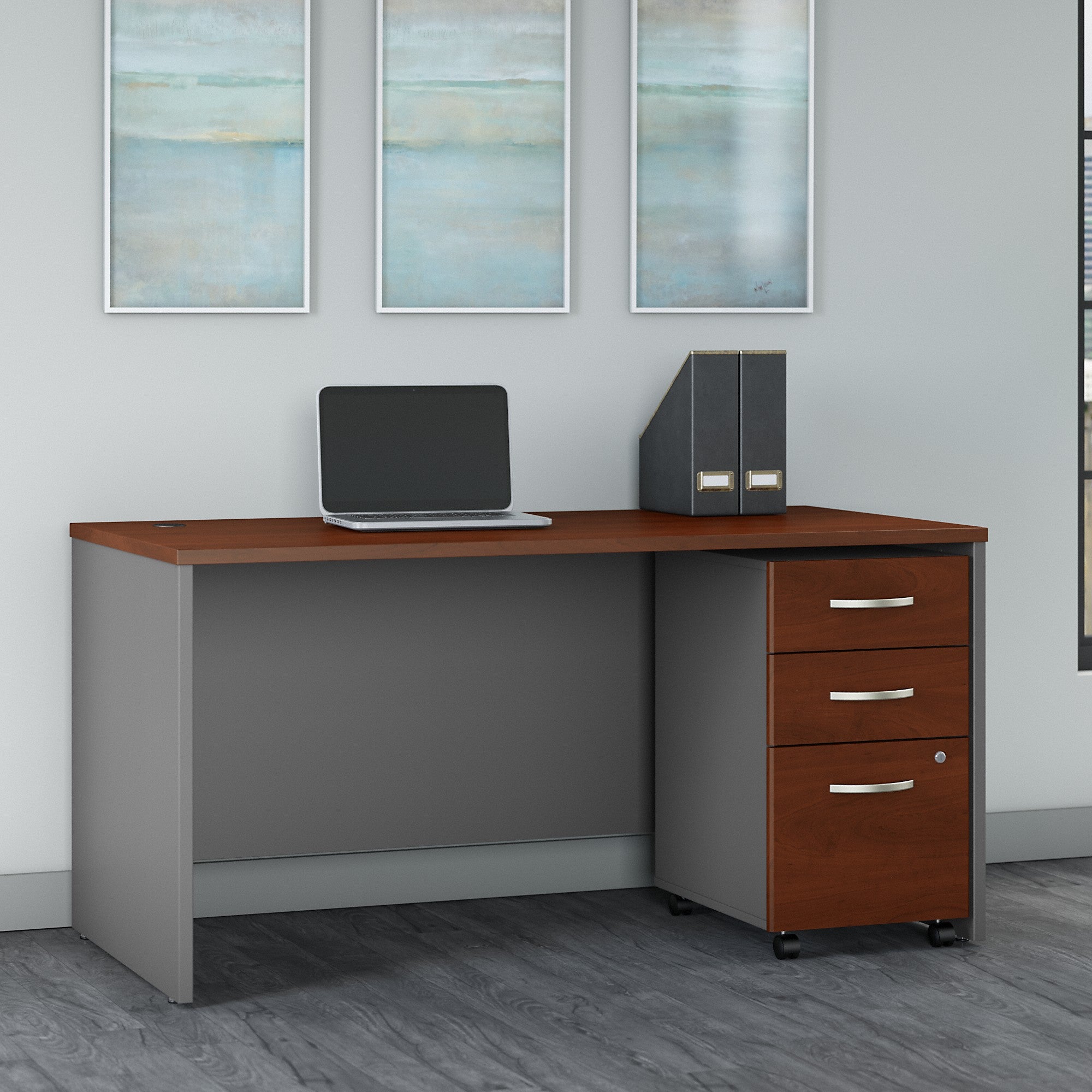 Bush Business Furniture Series C 60W x 30D Office Desk with 3 Drawer Mobile File Cabinet